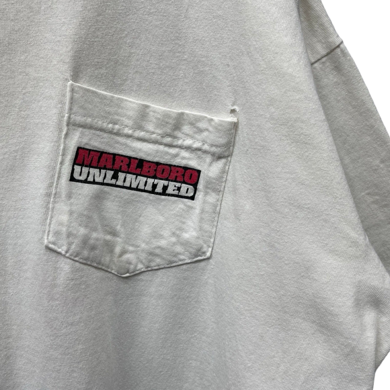 Vintage 90's Marbloro Unlimited Marlboro Rand McNally "Map" Pocket Tee Size XL