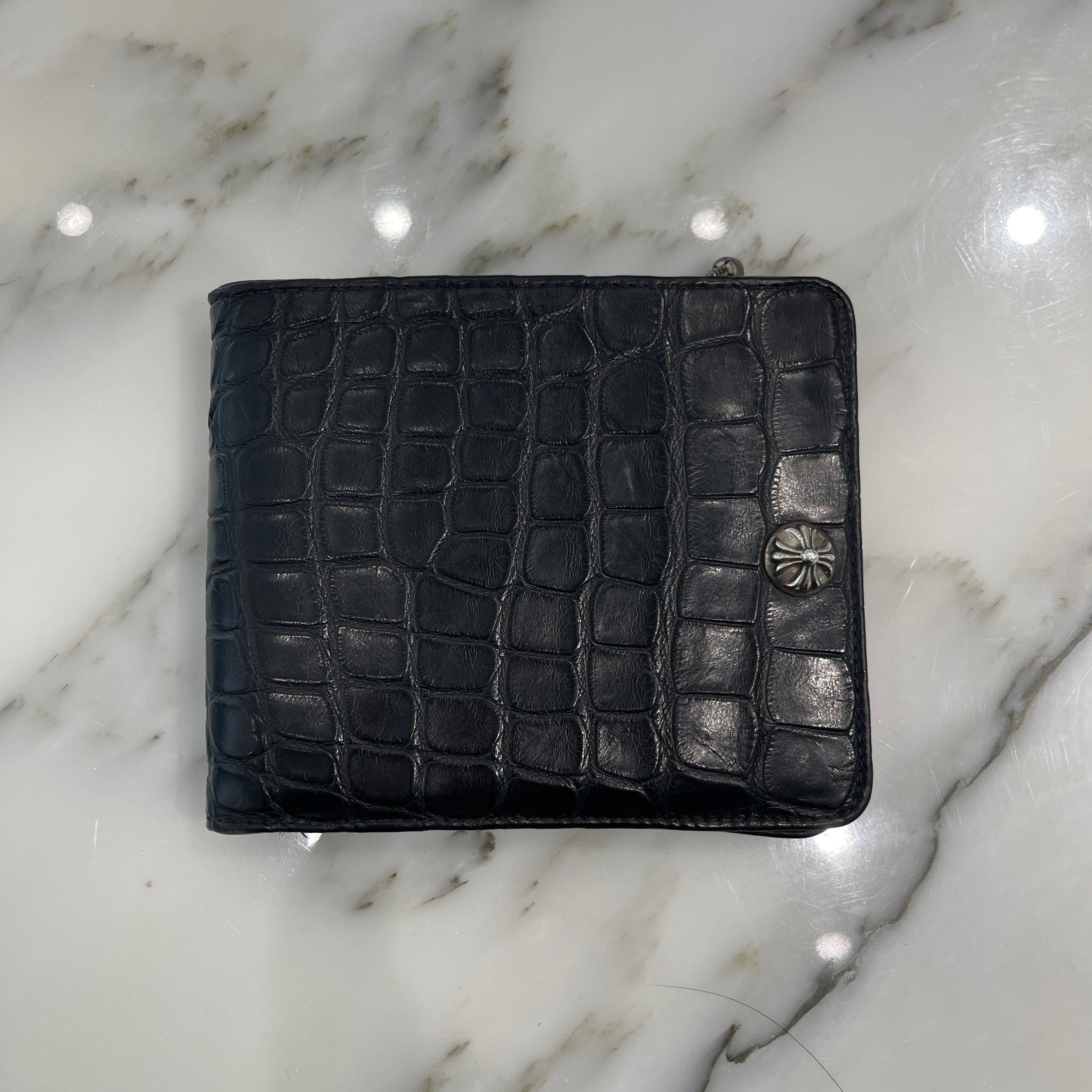 CHROME HEARTS 1SNAP Cross Ball Button Alligator Leather Wallet クロムハーツ 1スナップ クロスボール ボタン アリゲーター レザーウォレット