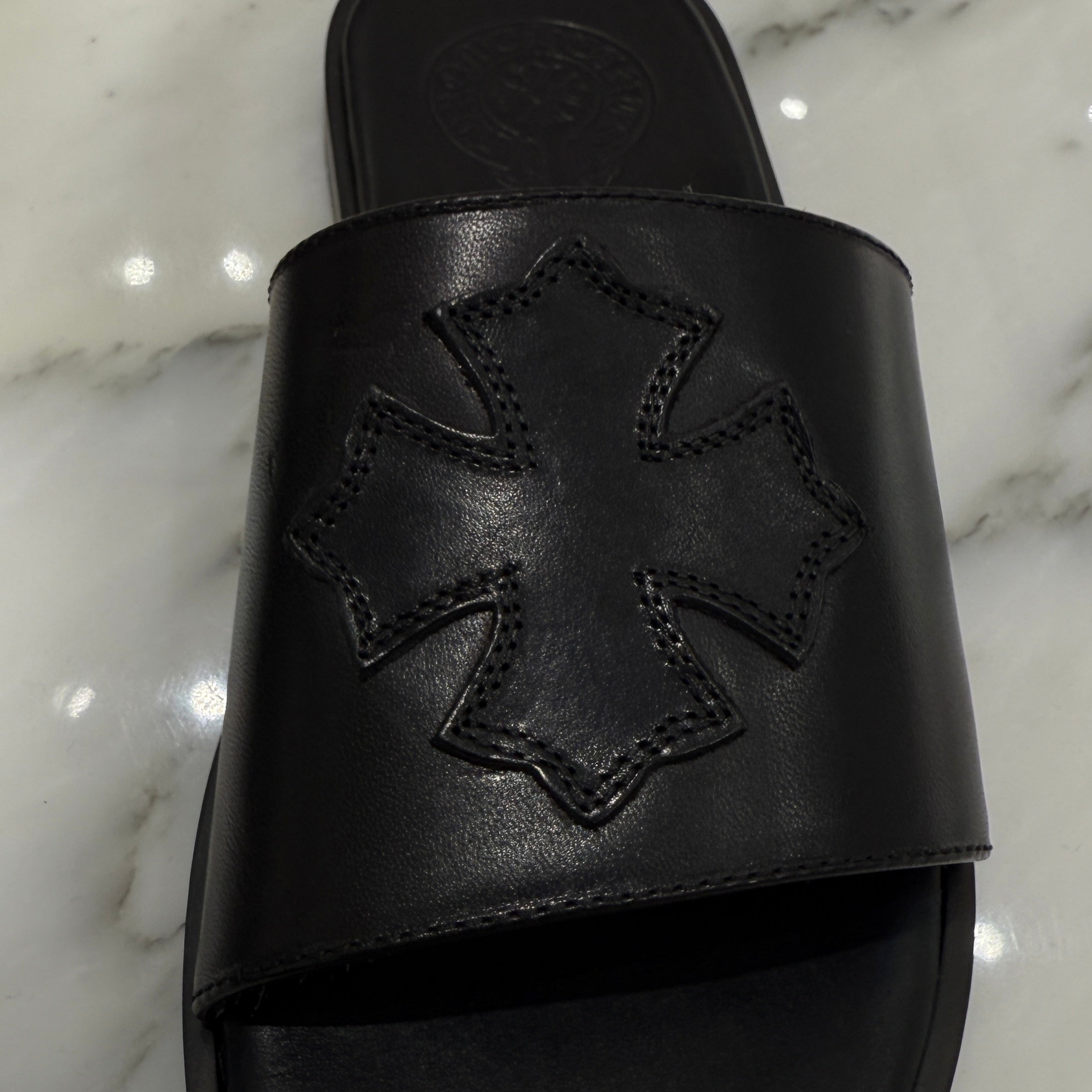 CHROME HEARTS Leather Cross Patch Sandals Size 37 クロムハーツ