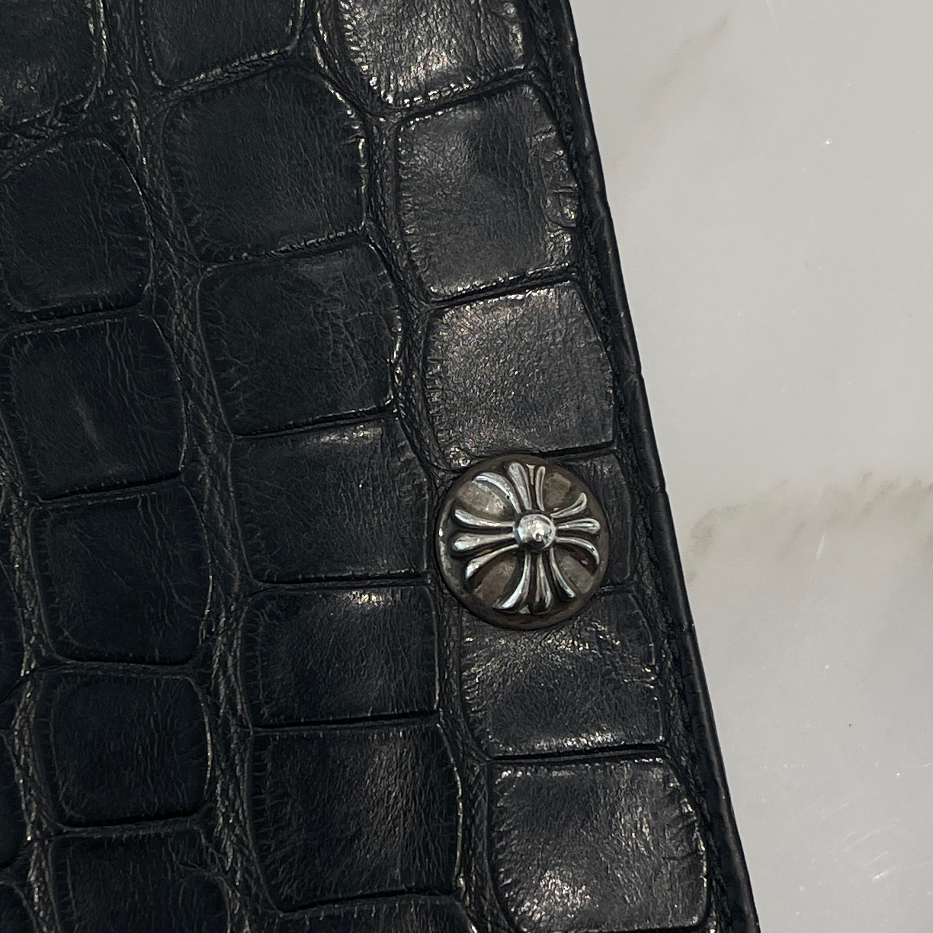 CHROME HEARTS 1SNAP Cross Ball Button Alligator Leather Wallet