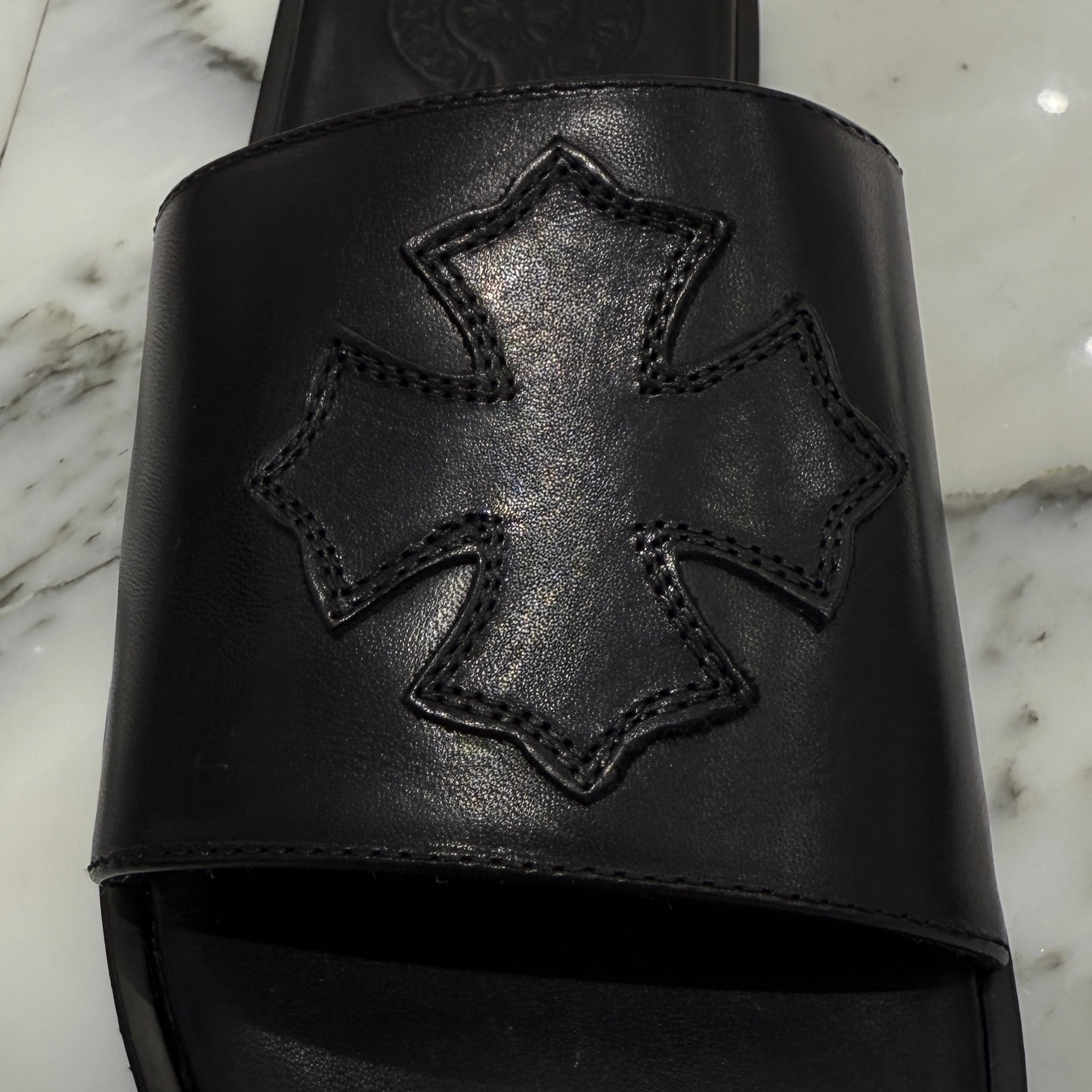 CHROME HEARTS Leather Cross Patch Sandals Size 37 クロムハーツ レザークロスパッチ サンダル サイズ37