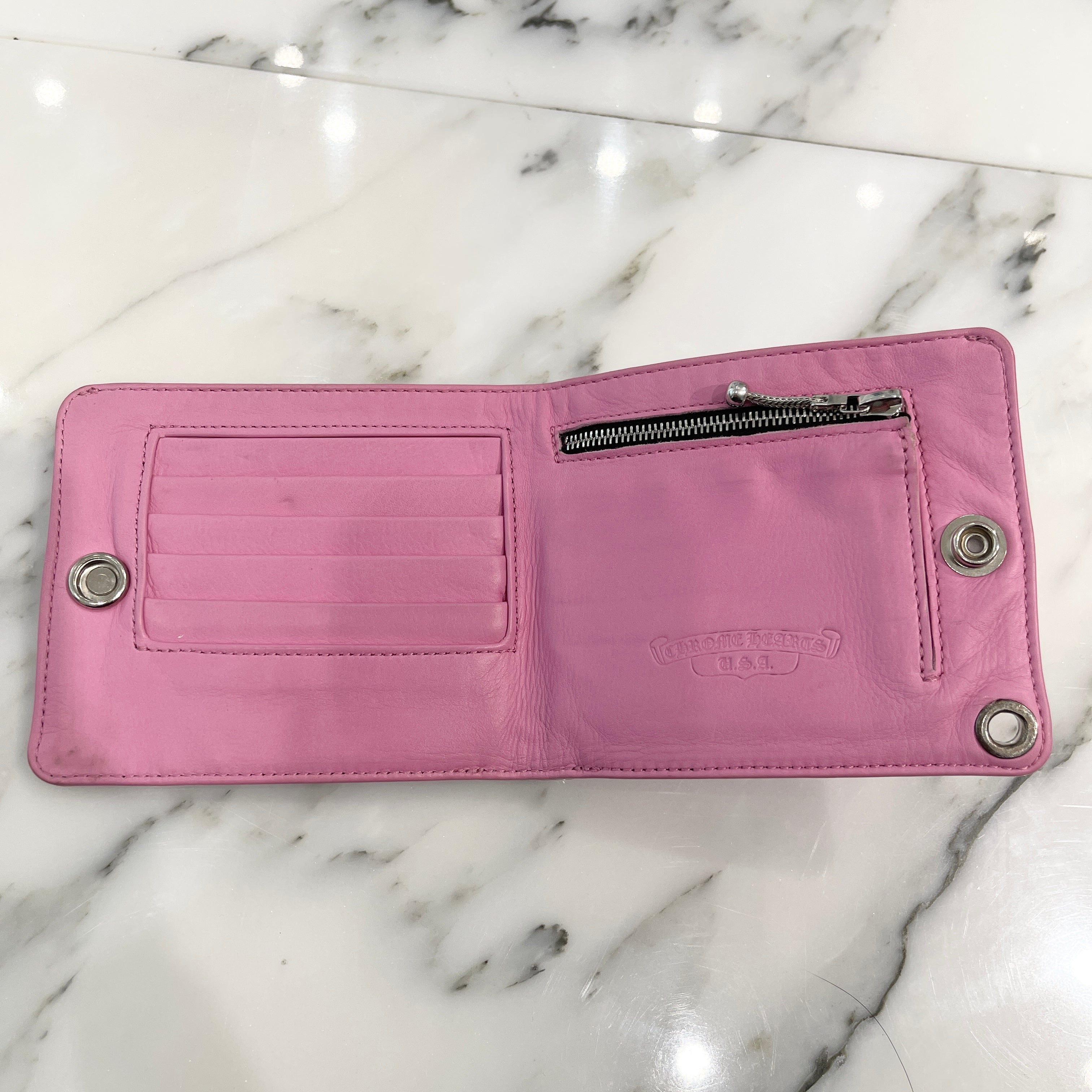 CHROME HEARTS 1SNAP Cross Ball Button Leather Wallet クロムハーツ 1スナップ クロスボール ボタン レザーウォレット