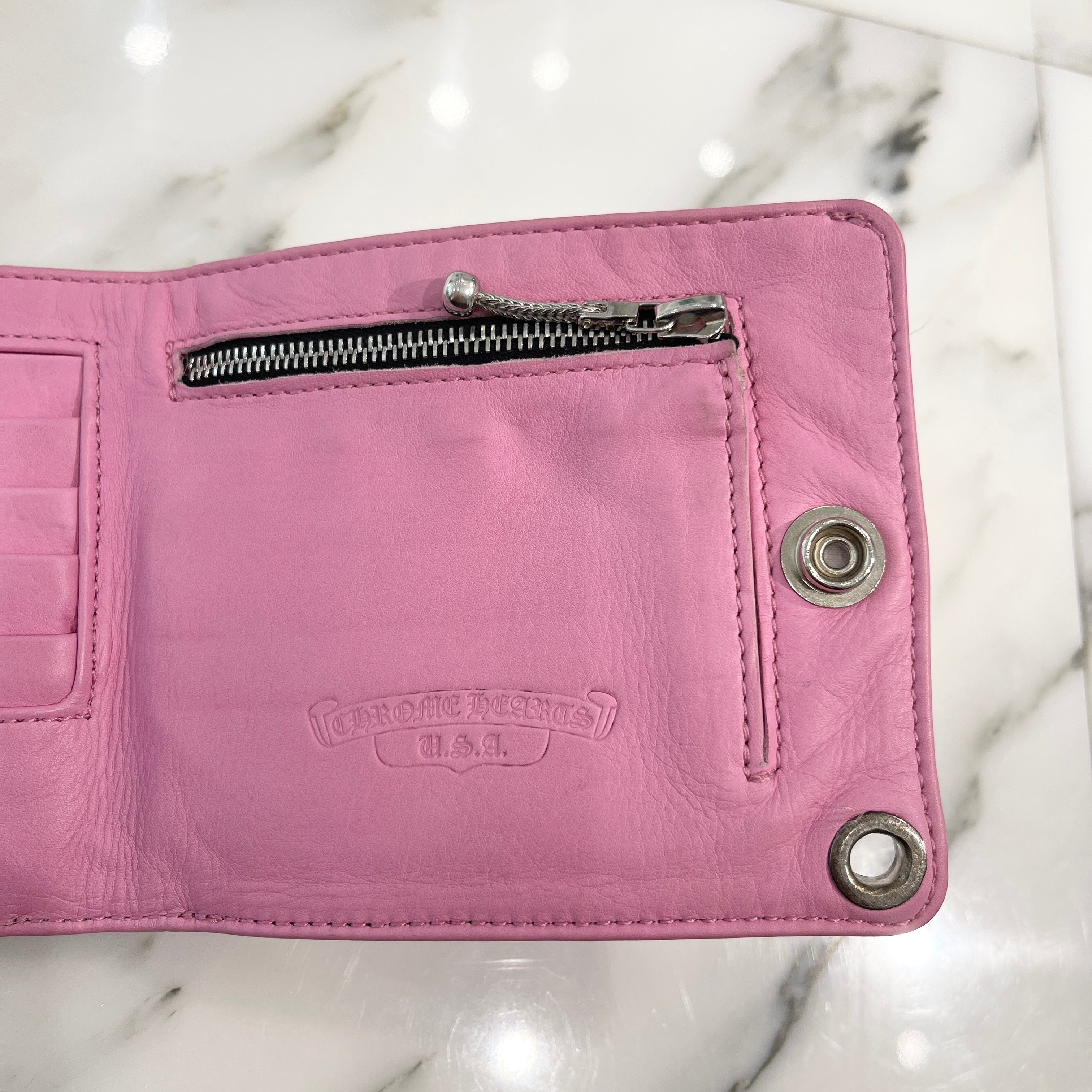 CHROME HEARTS 1SNAP Cross Ball Button Leather Wallet クロムハーツ 1スナップ クロスボール ボタン レザーウォレット