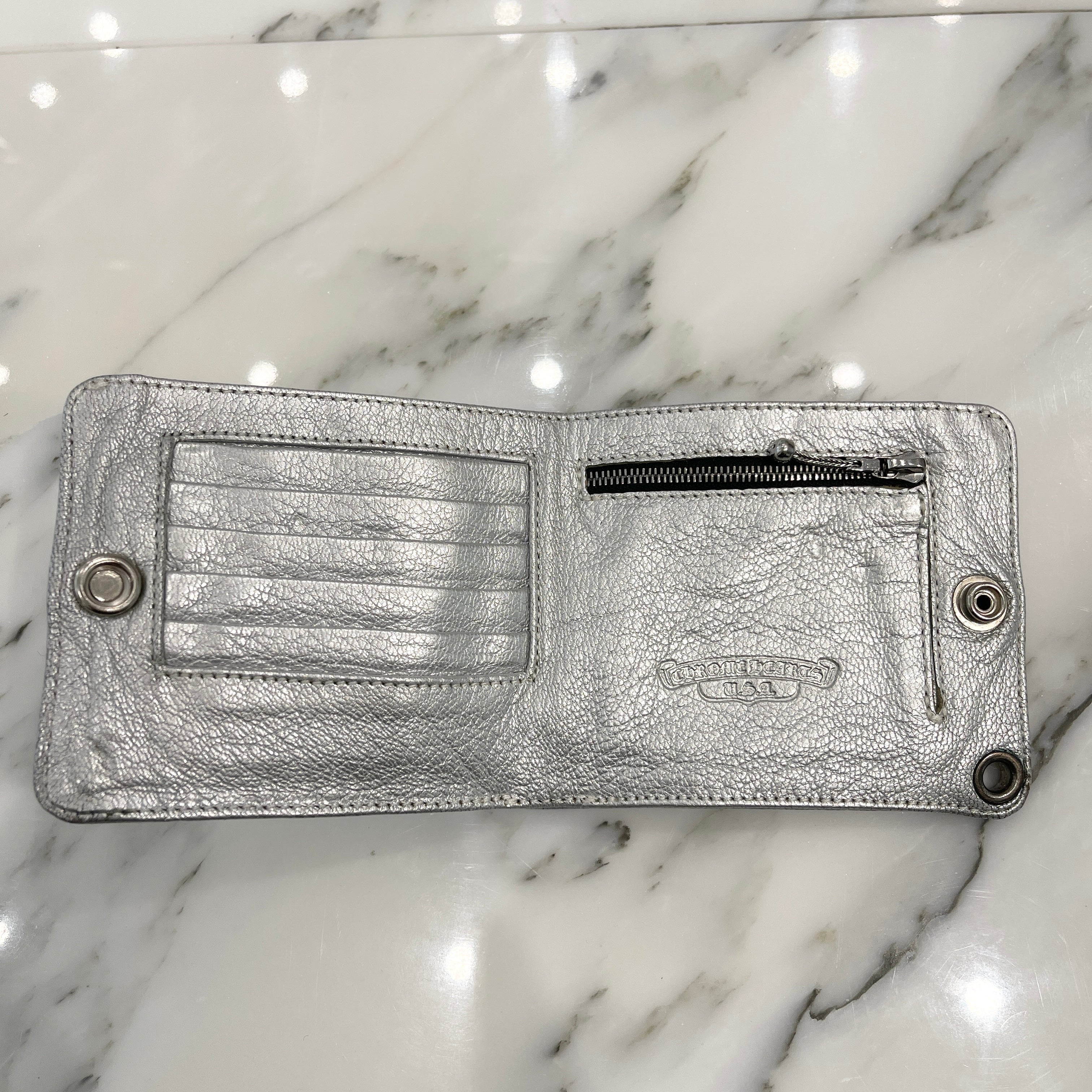 CHROME HEARTS 1SNAP Cross Ball Button Glitter Leather Wallet クロムハ―ツ 1スナップ クロスボール ボタン グリッター レザーウォレット