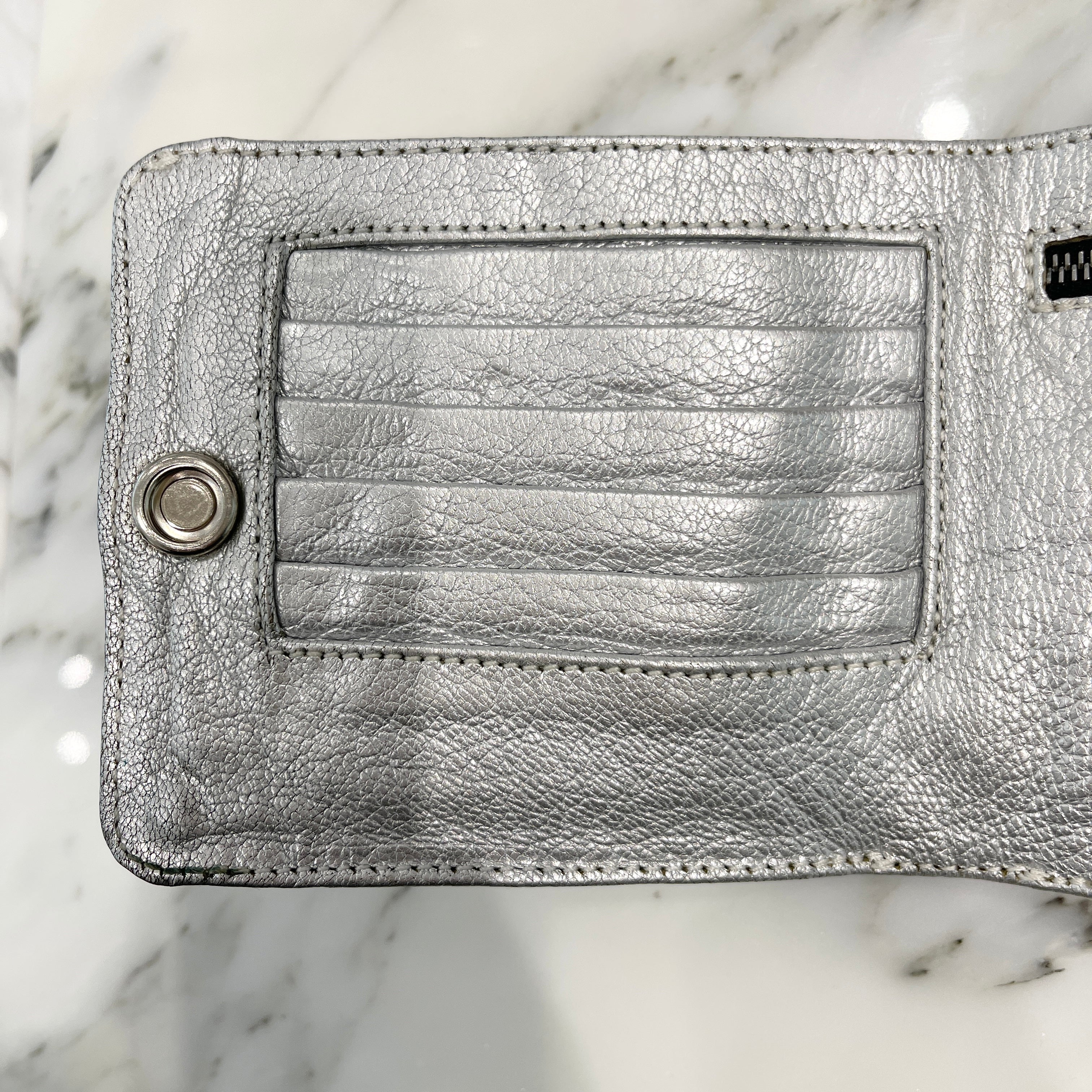 CHROME HEARTS 1SNAP Cross Ball Button Glitter Leather Wallet