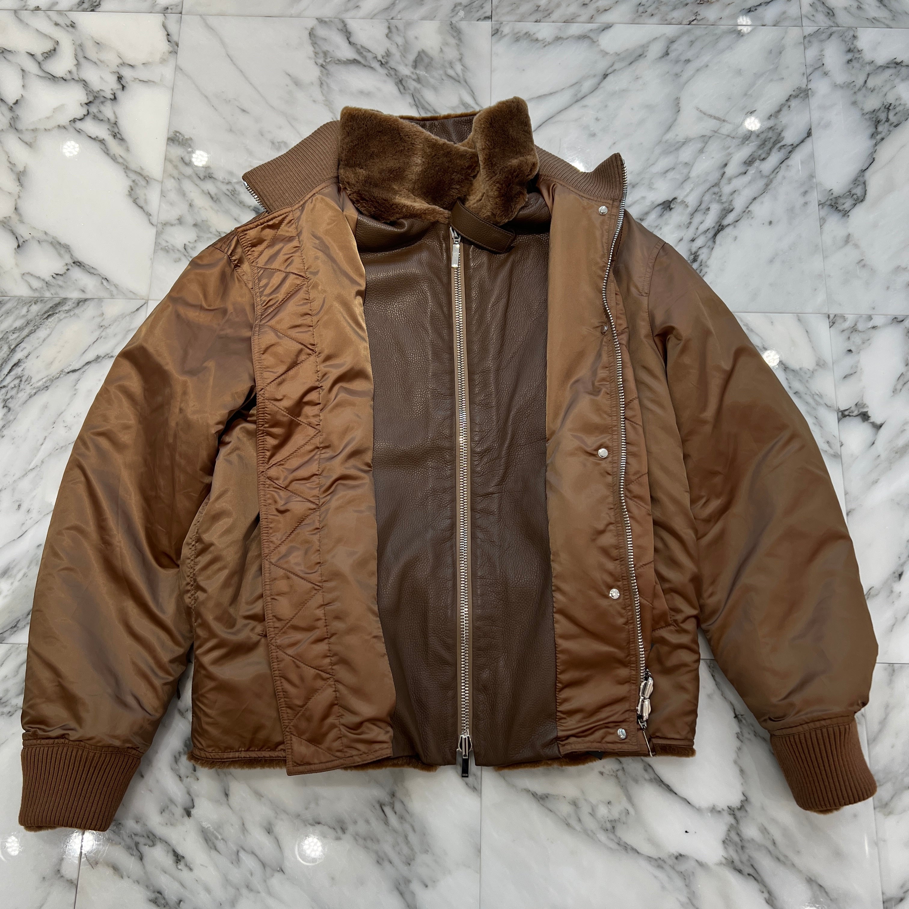 DIOR 2023AW Dior HOMME Layered Reversible Shearling Bomber Jacket 313L416A0662 Size 52 ディオール ディオールオム レイヤード リバーシブル シェアーリング ボンバージャケット サイズ52