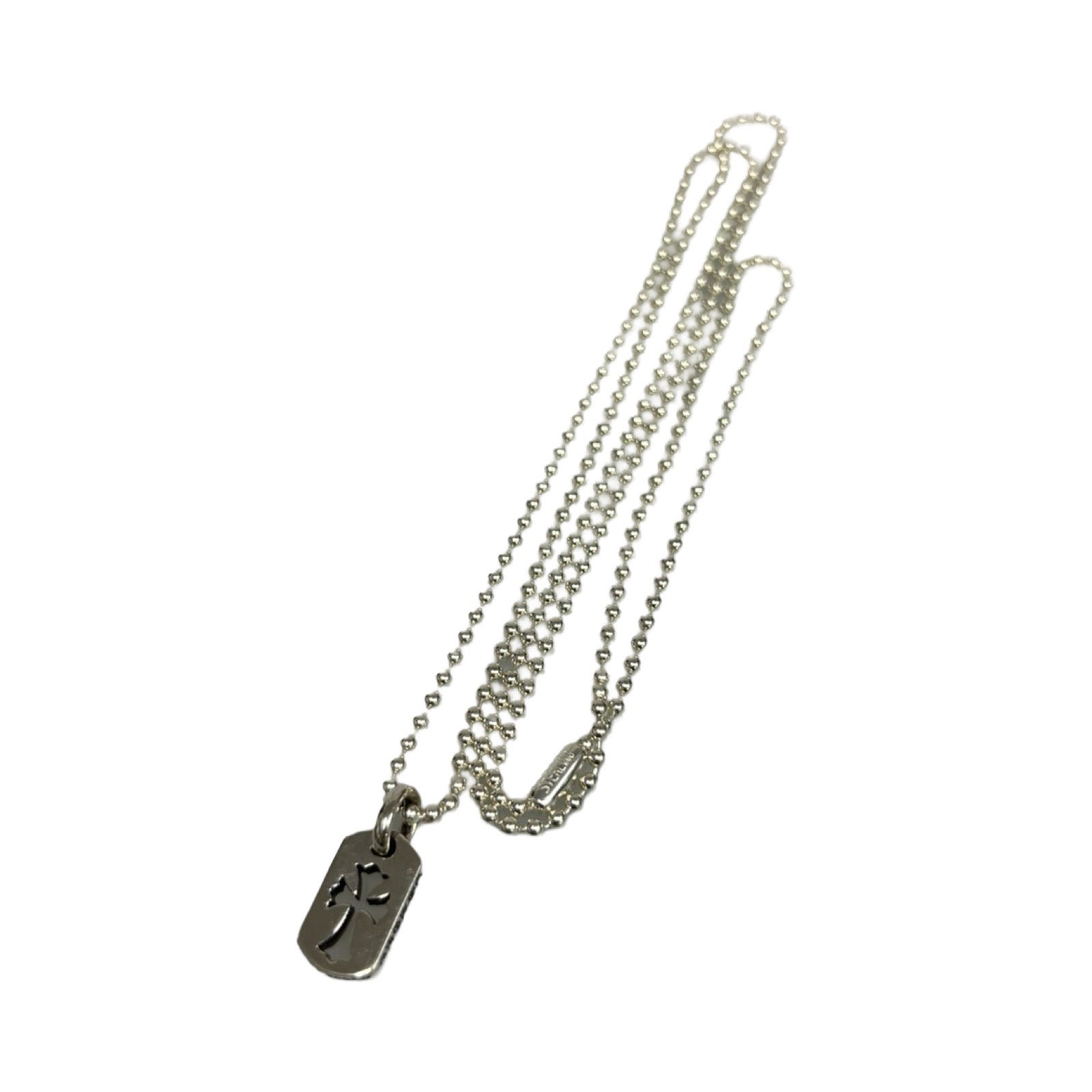 CHROME HEARTS Tiny Cut Out Cross Dog Tag Ball Chain