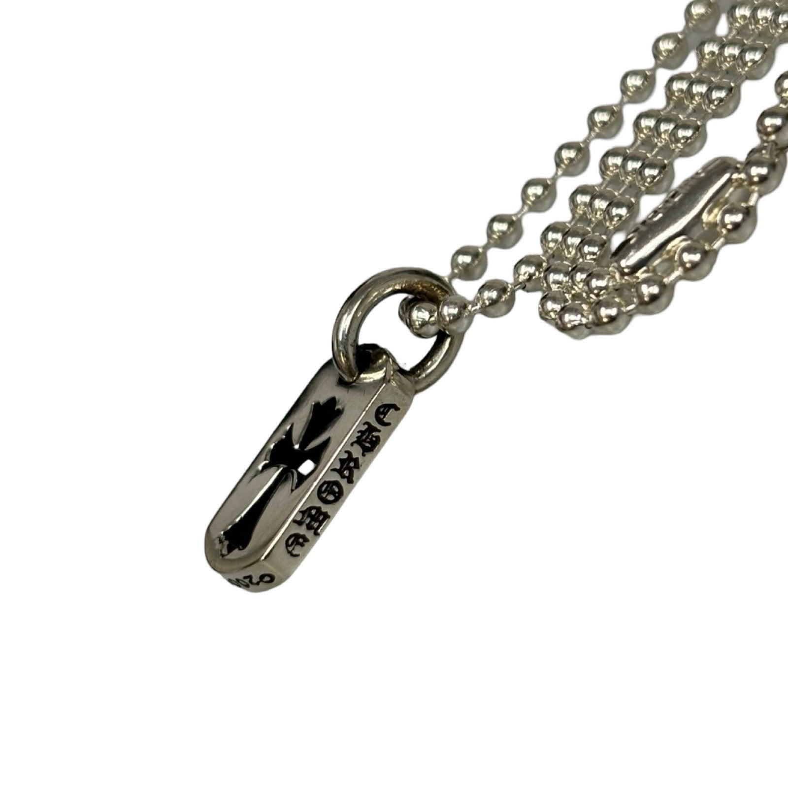 CHROME HEARTS Tiny Cut Out Cross Dog Tag Ball Chain