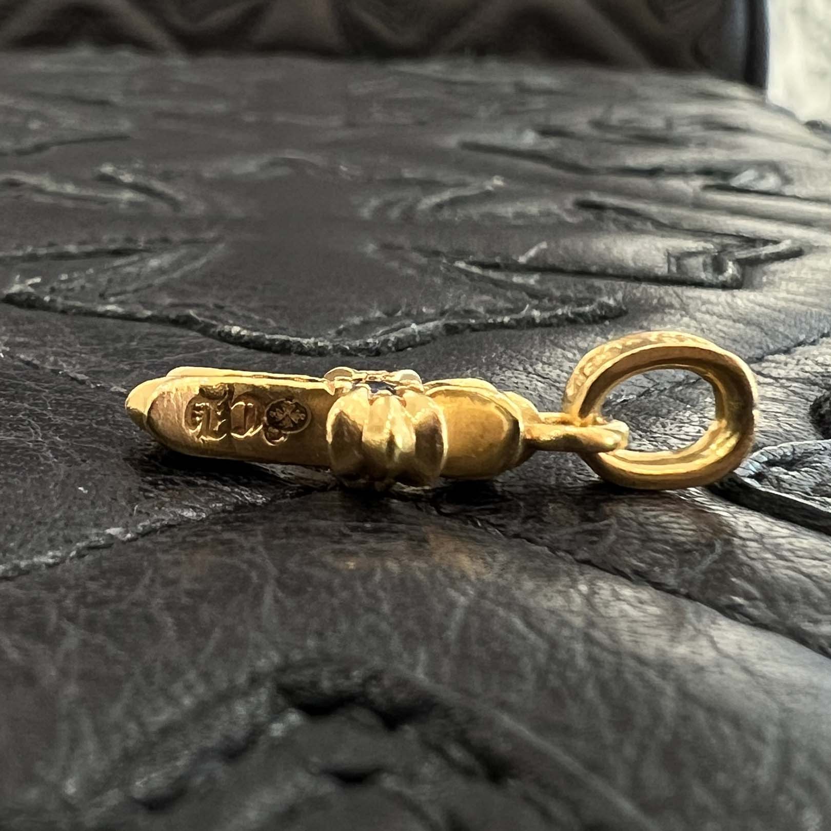 CHROME HEARTS 22K Baby Fat Cross Pave Blue Sapphire Pendant Top クロムハーツ 22K ベビーファット クロス パヴェ ブルーサファイア ペンダントトップ