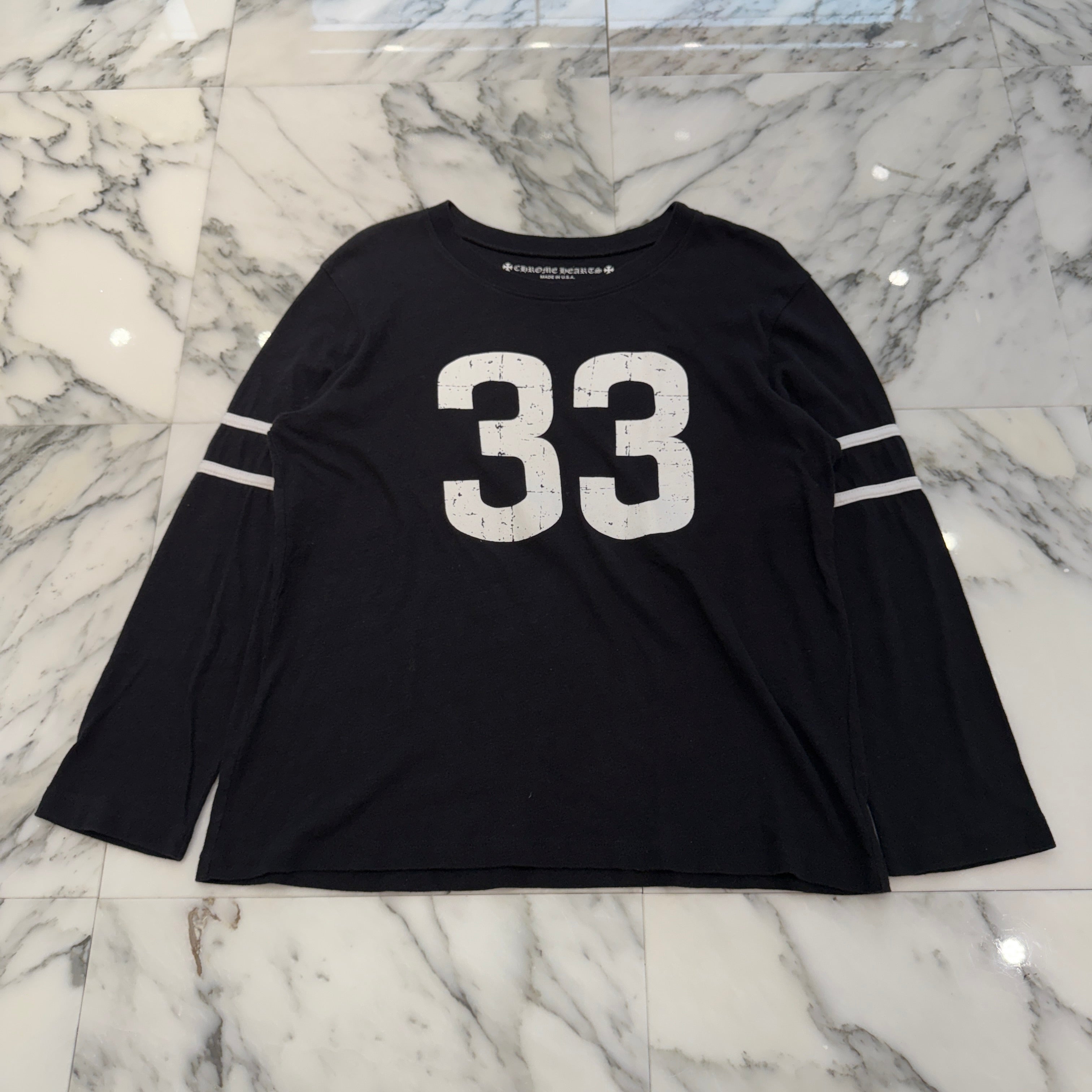 CHROME HEARTS 33 Horseshoe Crack Print Long Sleeve Tee Size M クロムハーツ 33 ホースシュー クラックプリント ロングスリーブＴシャツ サイズM