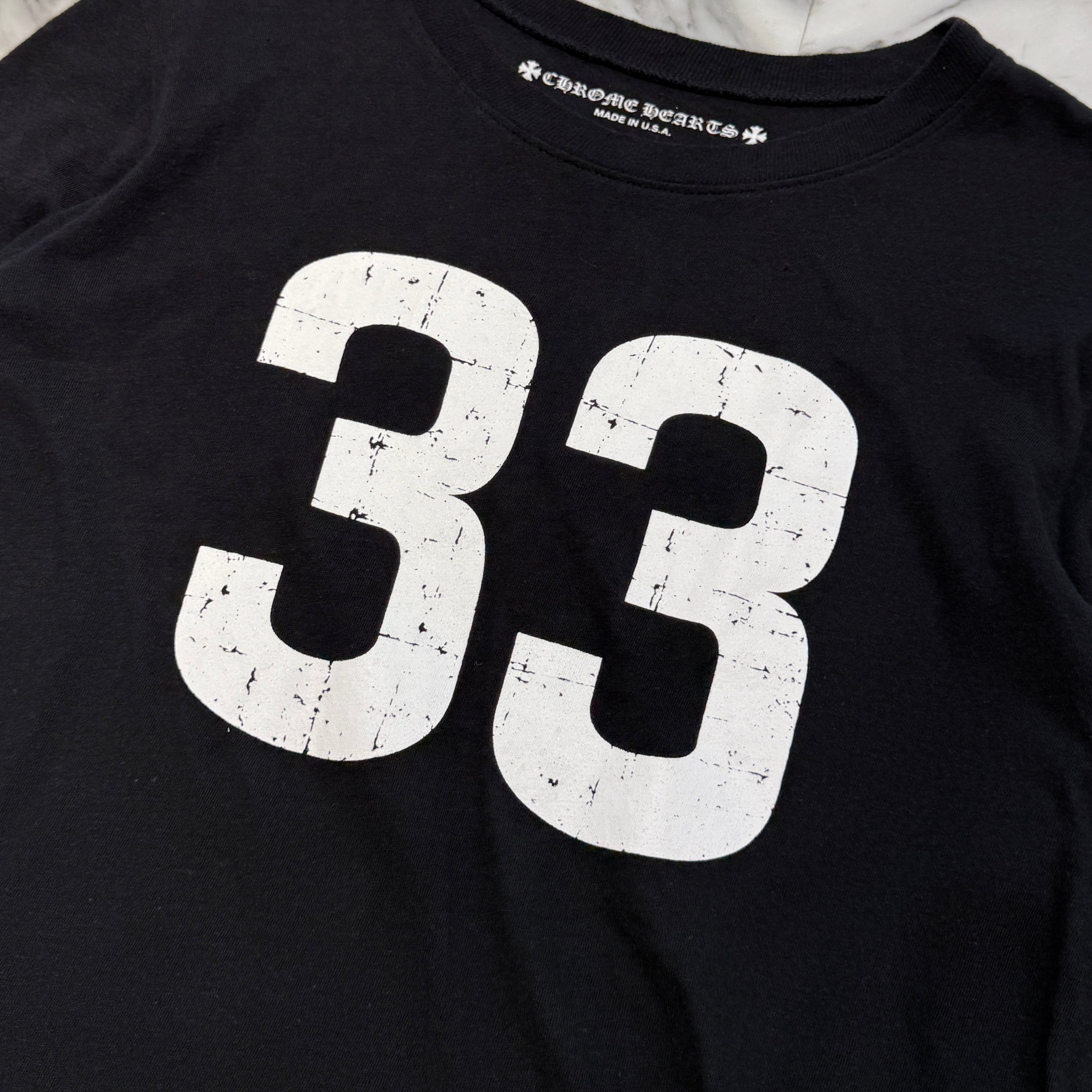 CHROME HEARTS 33 Horseshoe Crack Print Long Sleeve Tee Size M クロムハーツ 33 ホースシュー クラックプリント ロングスリーブＴシャツ サイズM