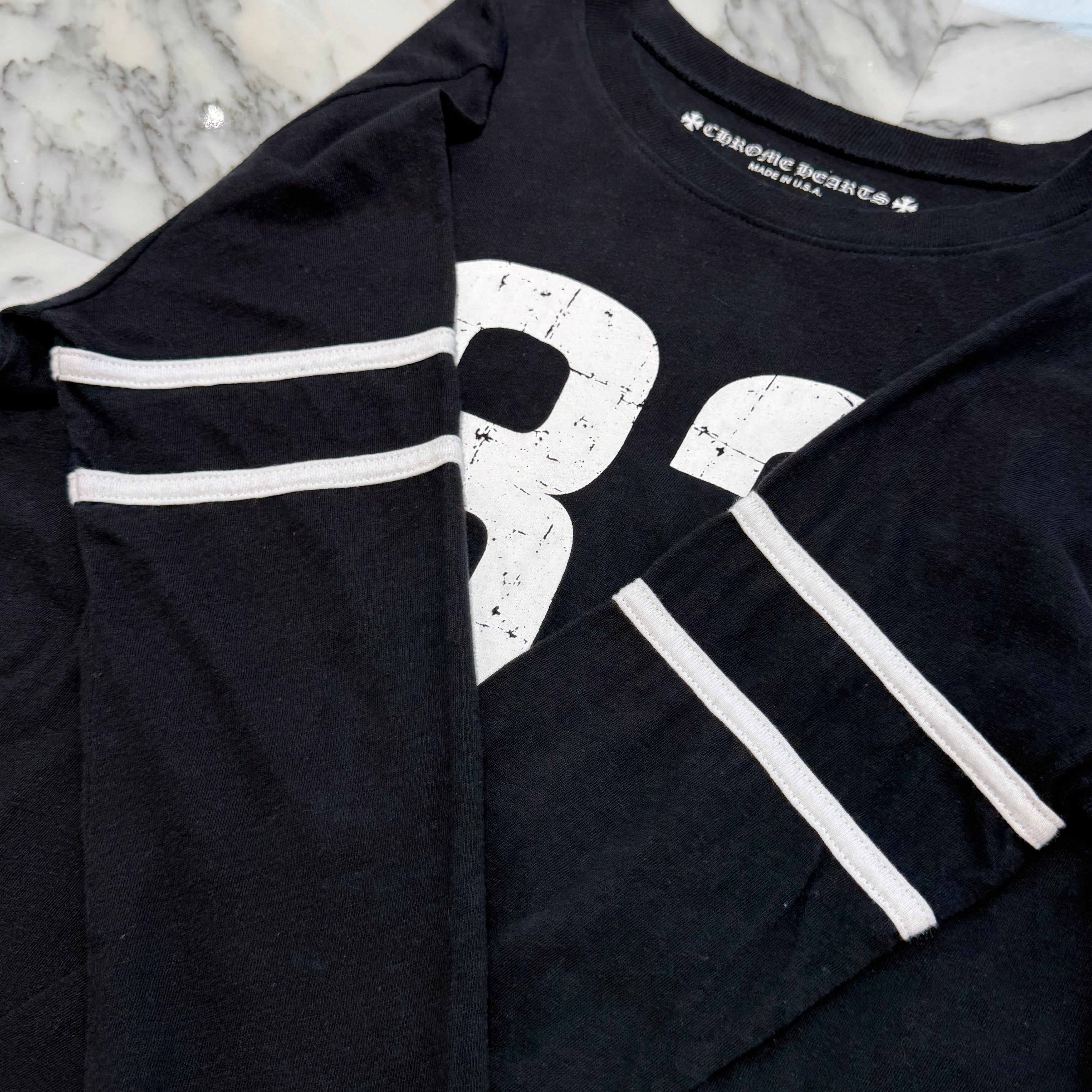 CHROME HEARTS 33 Horseshoe Crack Print Long Sleeve Tee Size M クロムハーツ 33 ホースシュー クラックプリント ロングスリーブＴシャツ サイズM