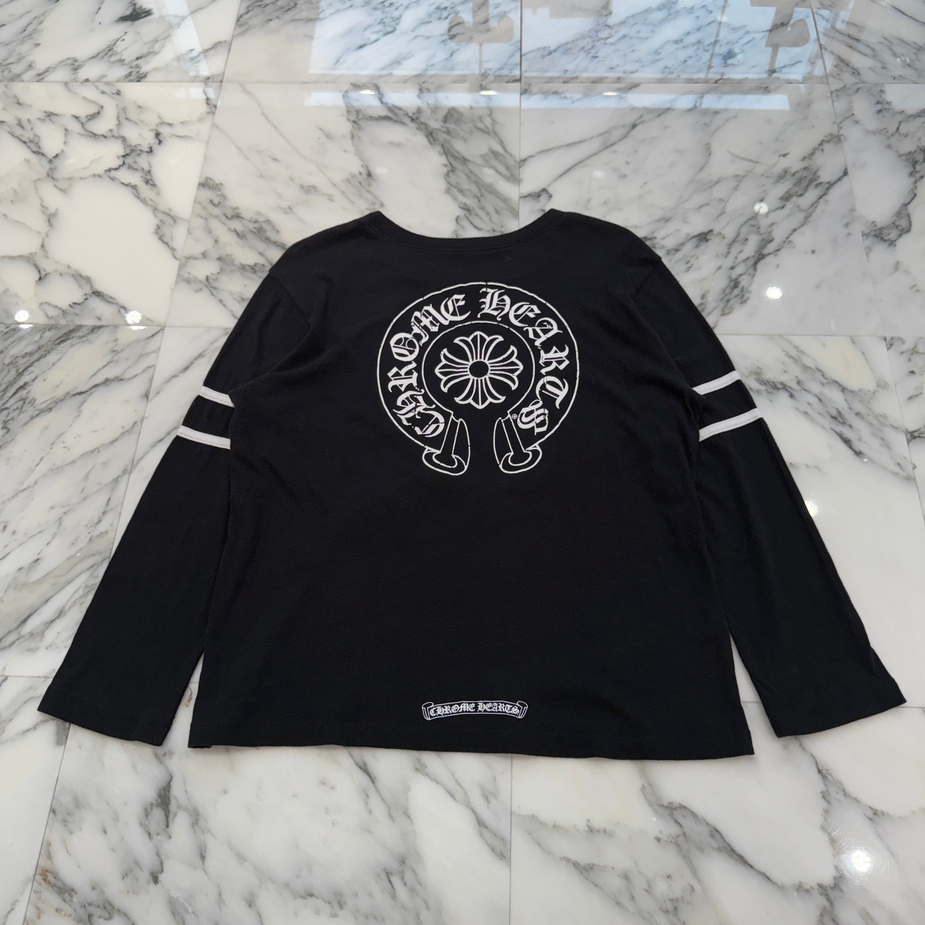 CHROME HEARTS 33 Horseshoe Crack Print Long Sleeve Tee Size M クロムハーツ 33 ホースシュー クラックプリント ロングスリーブＴシャツ サイズM