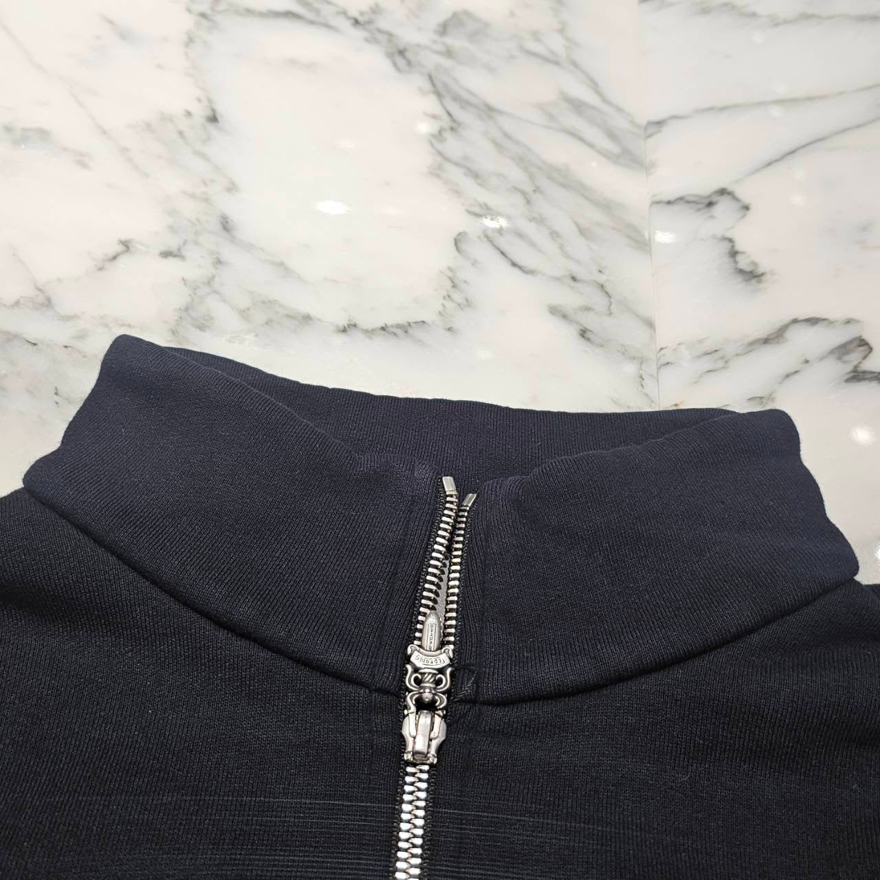 CHROME HEARTS Y NOT Multi Leather Cross Patch Half Zip Sweatshirt Size M クロムハーツ ワイノット マルチレザークロスパッチ ハーフジップ スウェットシャツ サイズM