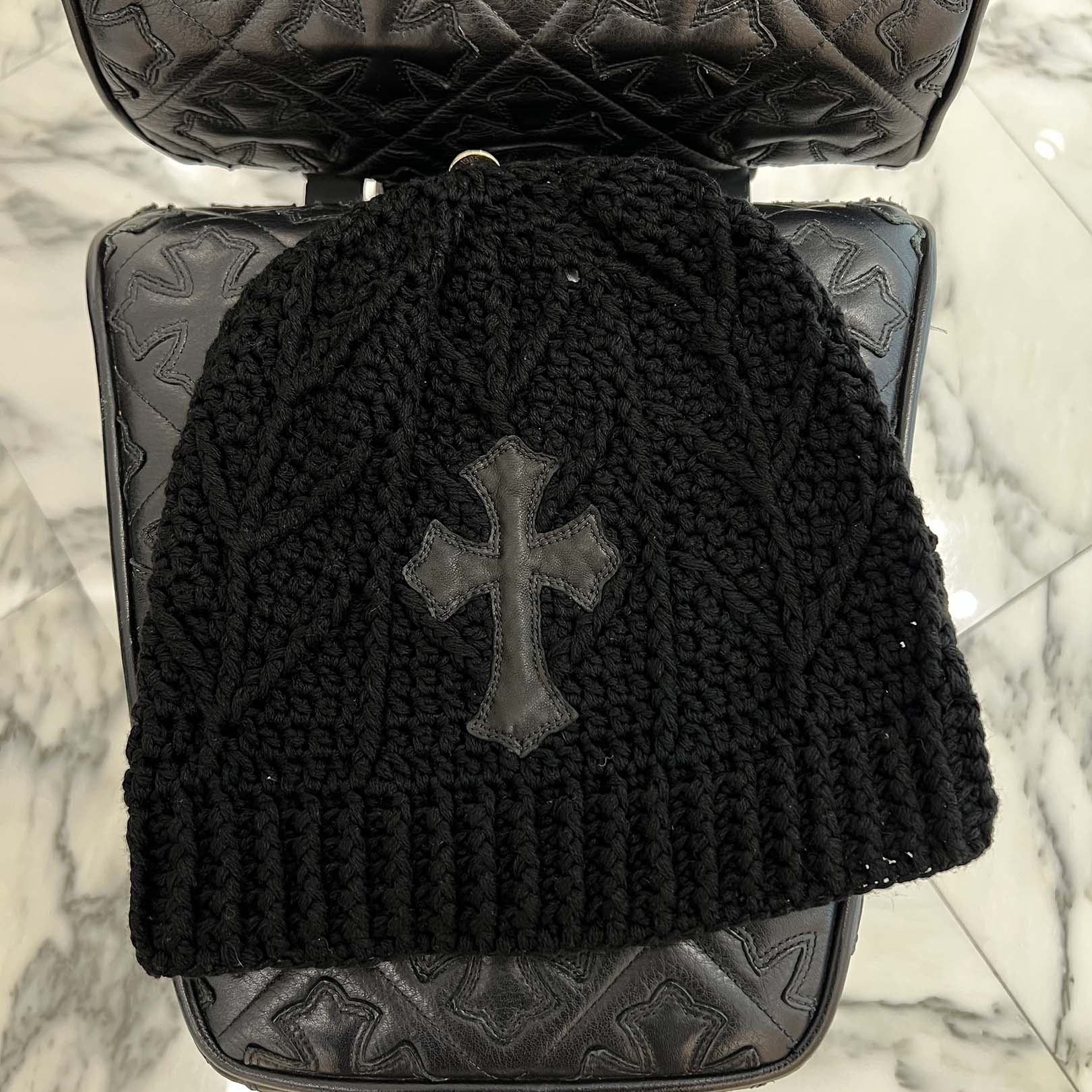 CHROME HEARTS 1 Cross Leather Patch Cashmere Beanie Size ONE SIZE (26cm) クロムハーツ 1クロスレザーパッチ カシミヤビーニー サイズONE SIZE (26cm)