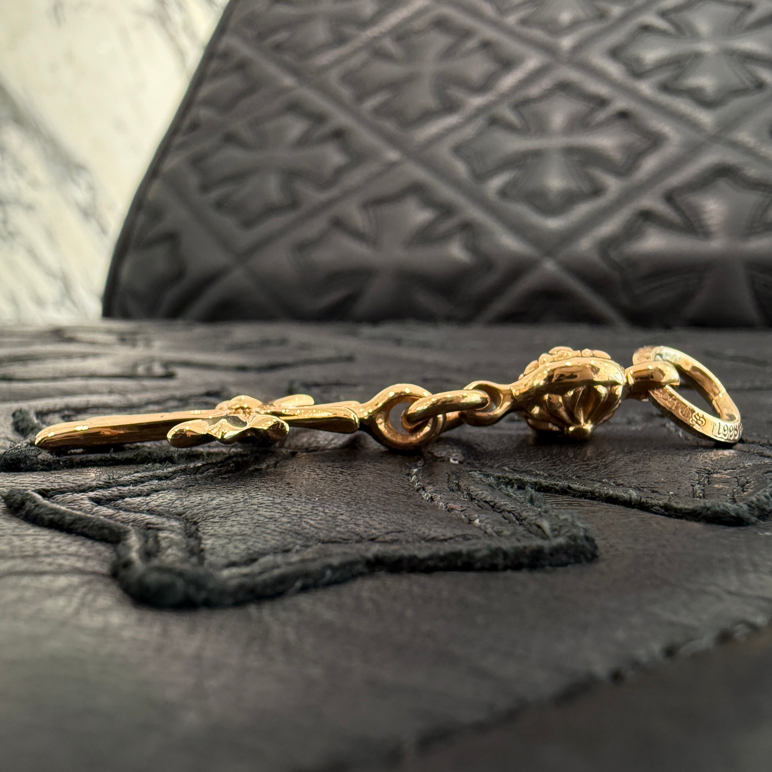 CHROME HEARTS 22K 1 Ball Tiny Cross Charm Neckless Top クロムハーツ 1ボール タイニークロスチャーム ネックレストップ