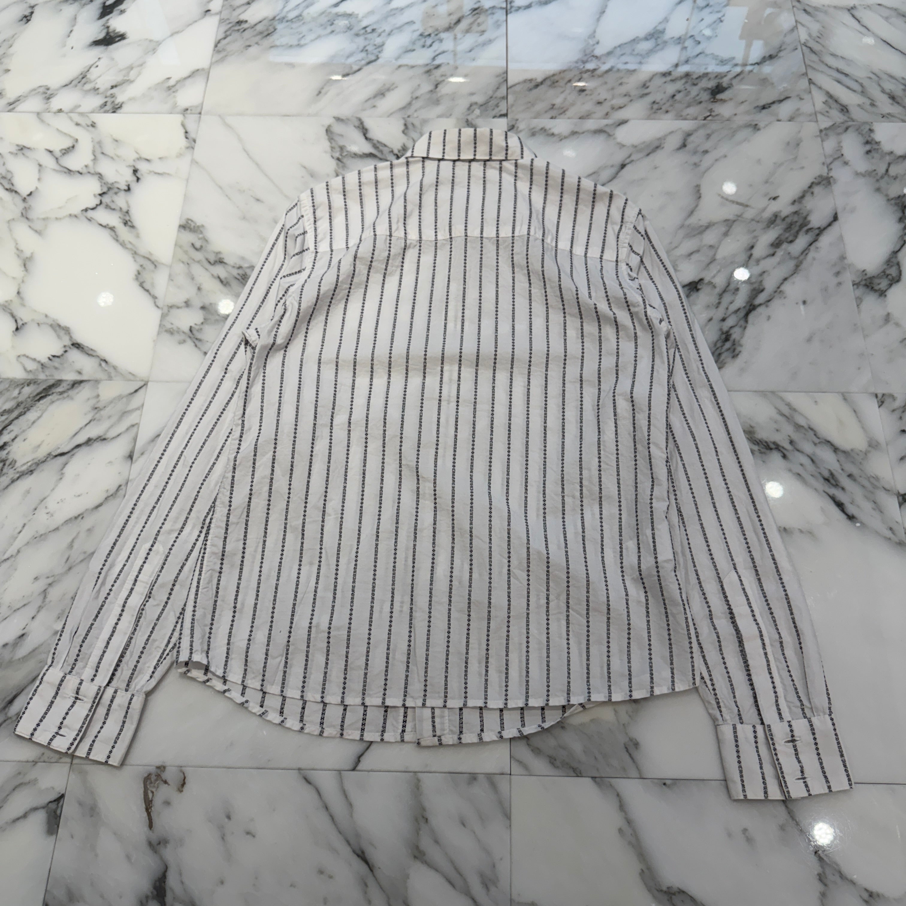 CHROME HEARTS Y NOT Logo Stripe Cotton Shirt Size S クロムハーツ ワイノット ロゴストライプ コットンシャツ サイズS