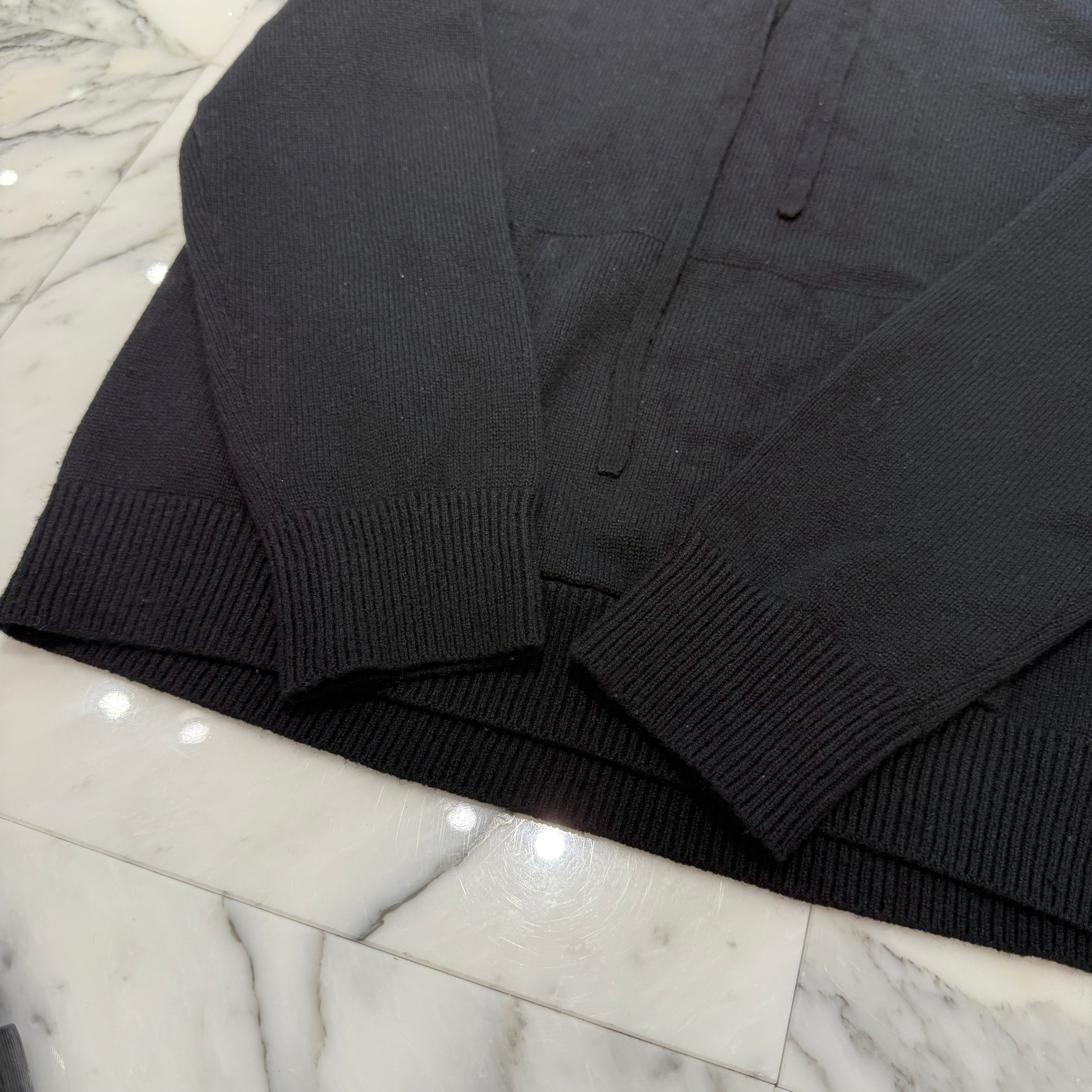 CHROME HEARTS Y NOT Leather Cross Patch Cashmere Knit Pullover Hoodie Size S クロムハーツ ワイノット レザークロスパッチ カシミヤニット プルオーバーフーディ サイズS