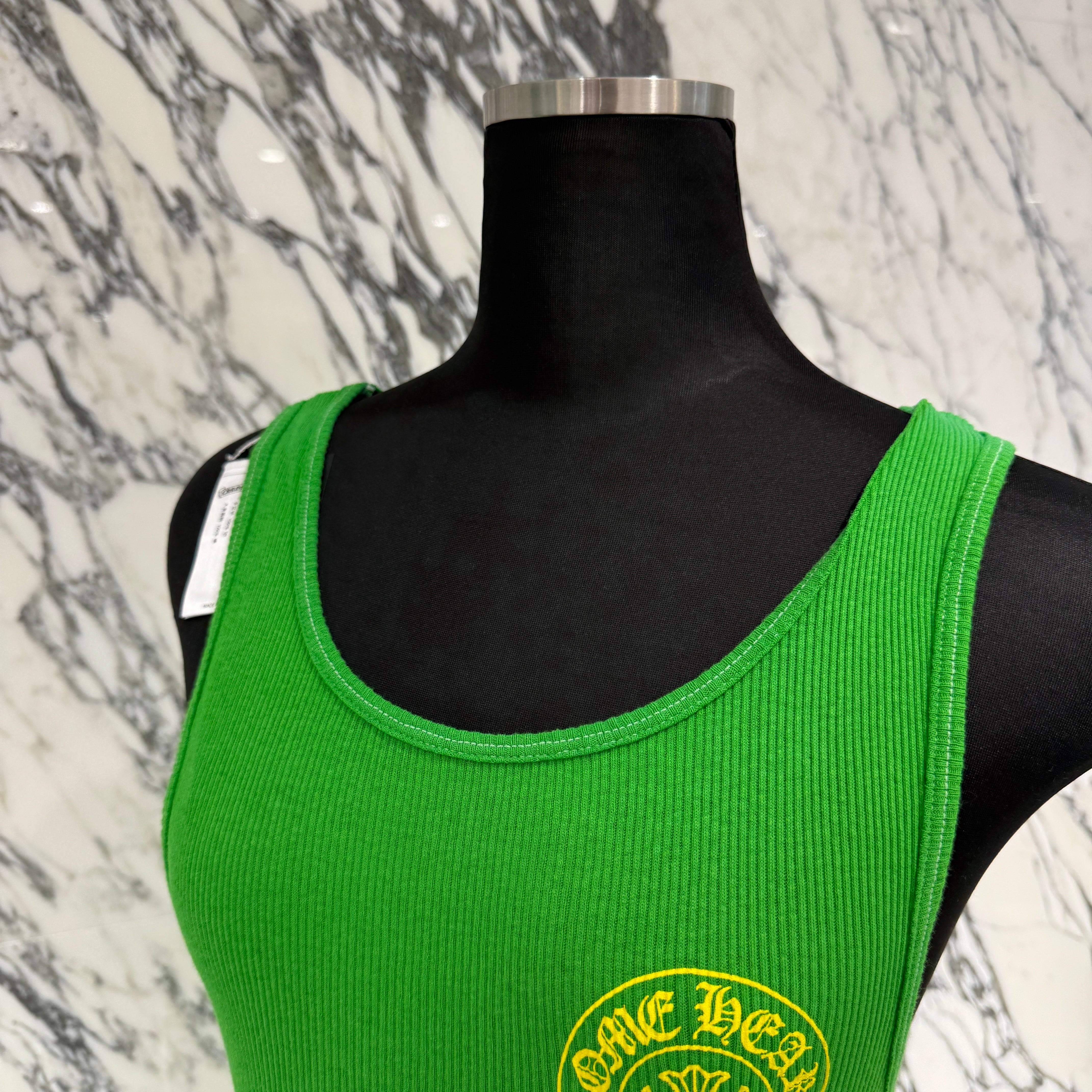 CHROME HEARTS Yellow Horseshoe Rib Tank Top Size M クロムハーツ