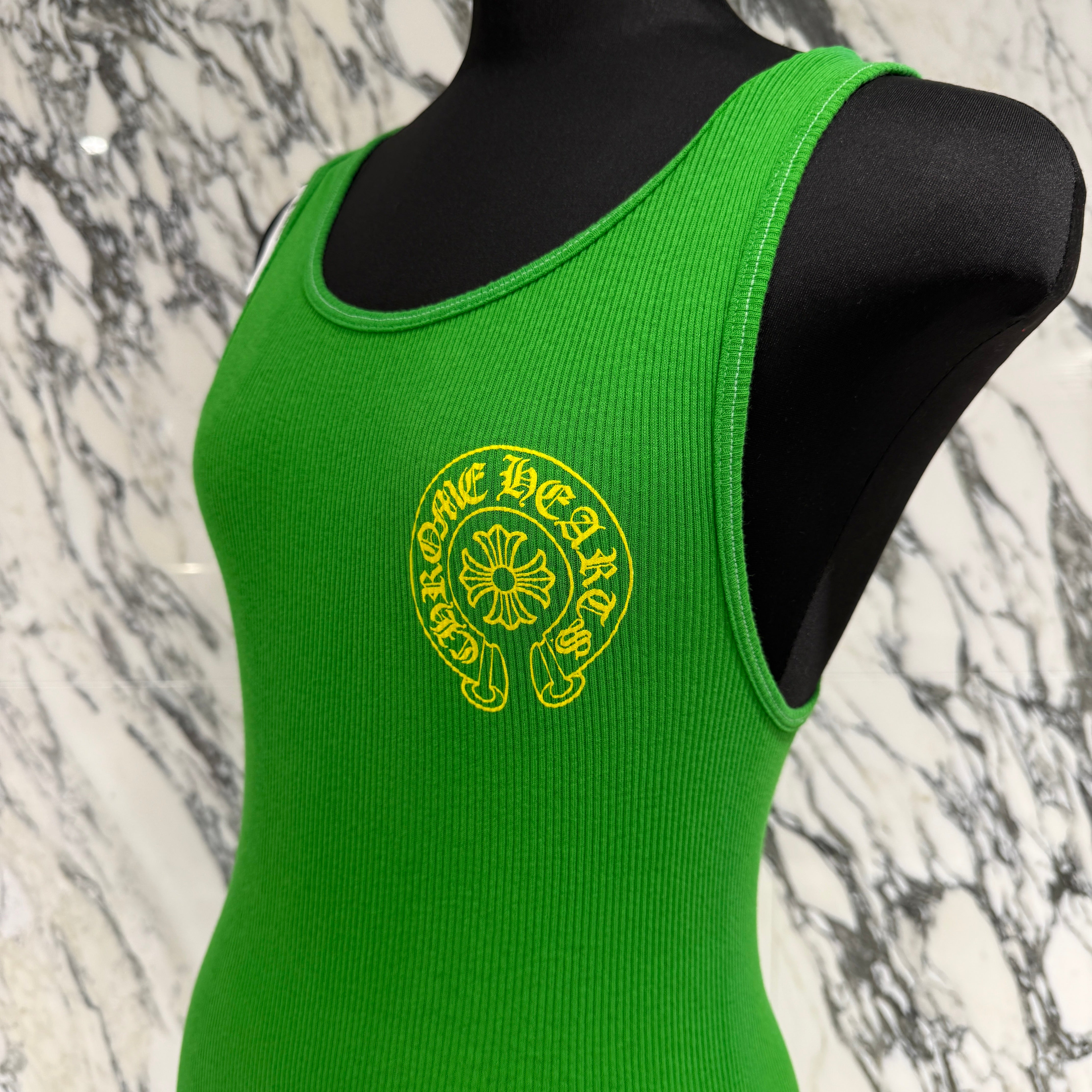 CHROME HEARTS Yellow Horseshoe Rib Tank Top Size M クロム