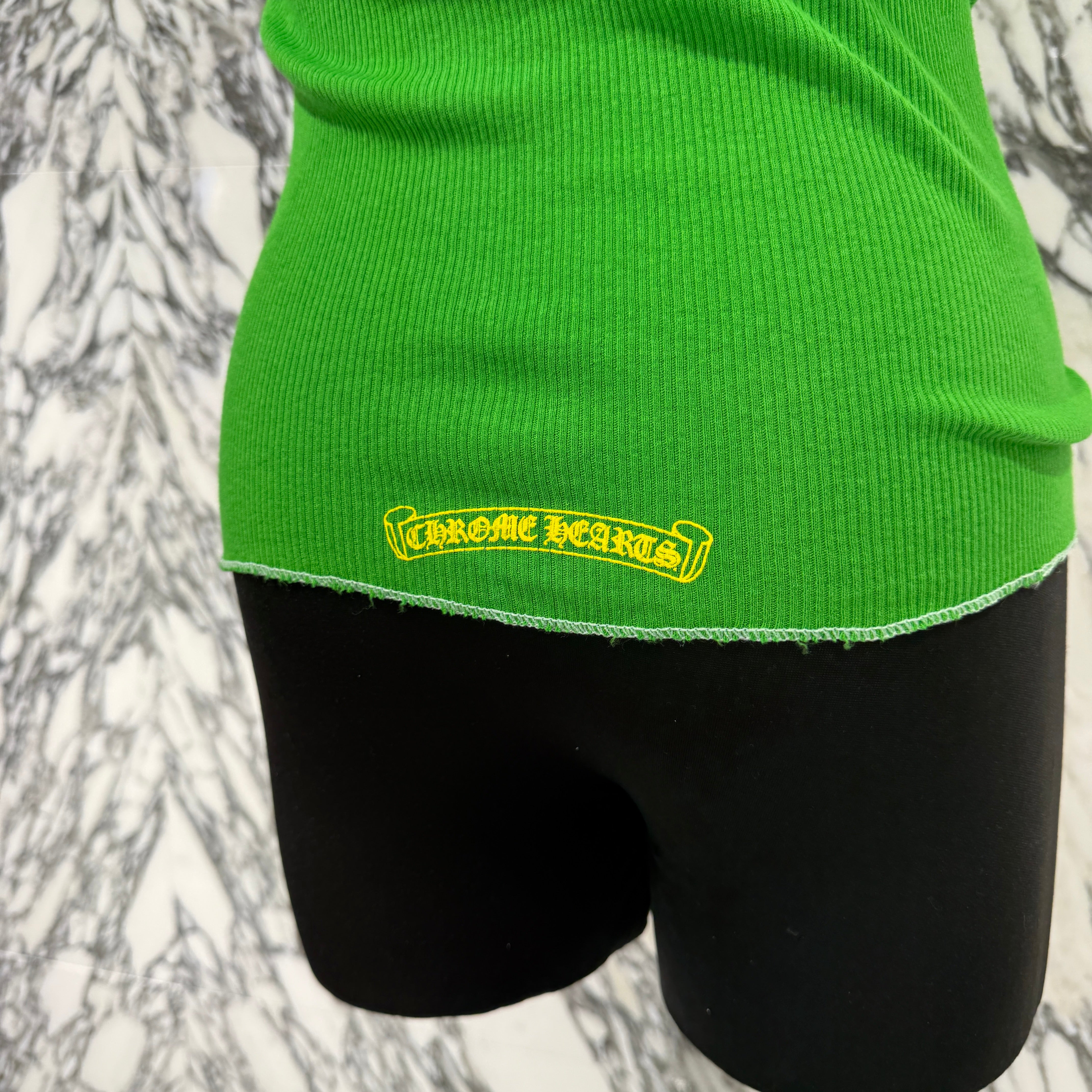 CHROME HEARTS Yellow Horseshoe Rib Tank Top Size M クロムハーツ