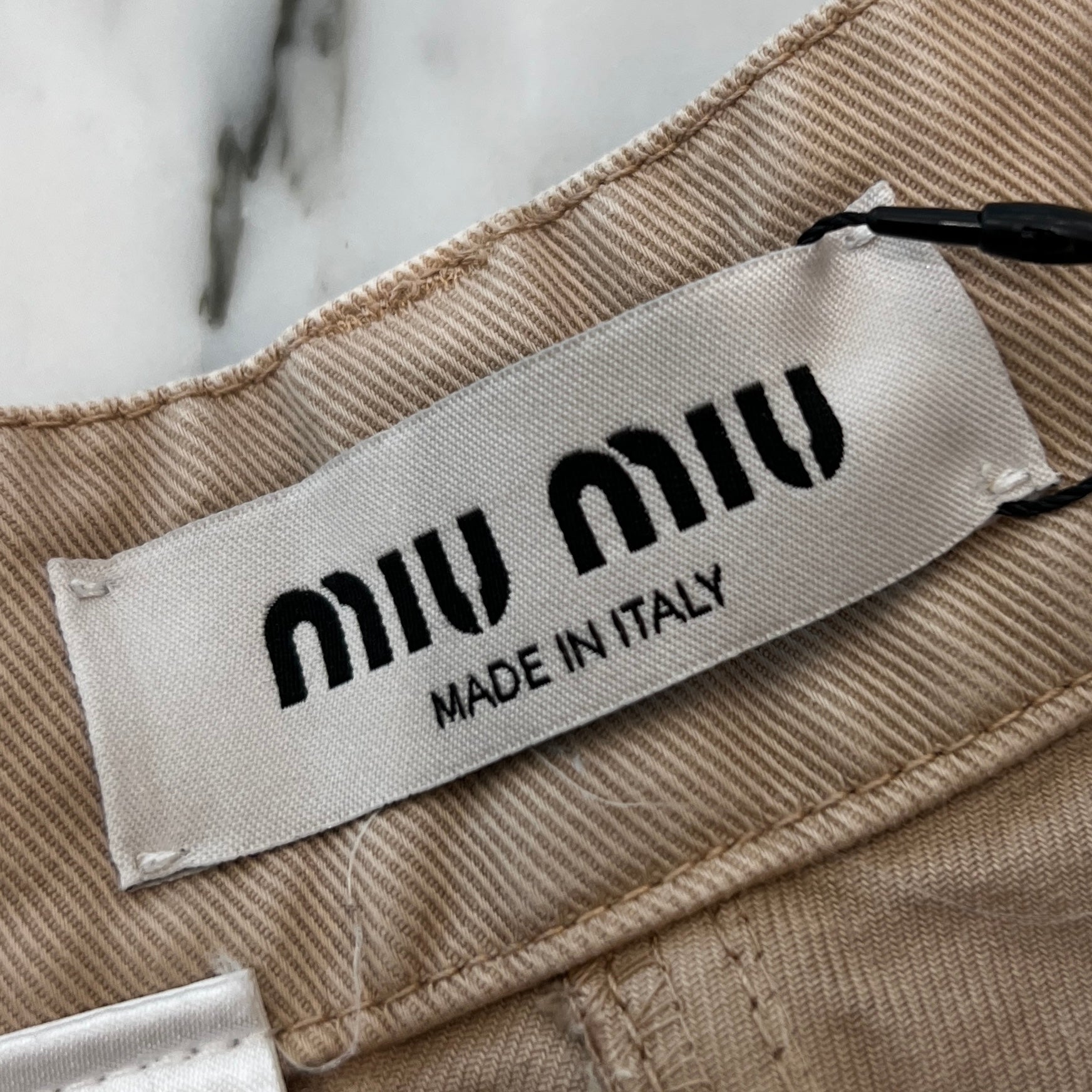 MIU MIU 2023SS Back Logo Embroidery Cotton Shorts MP1724 S000 1350 Size 36 ミュウミュウ バックロゴ 刺繍 コットン ショーツ サイズ36