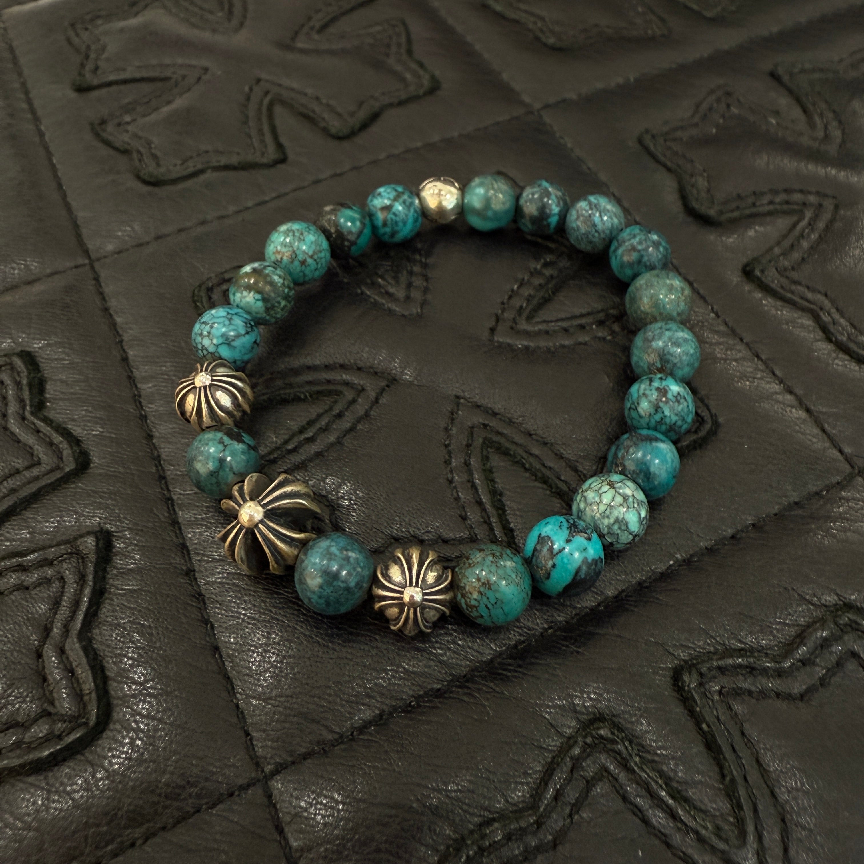 クロムハーツ 【CHROMEHEARTS】ターコイズ / ビーズブレスレット CHROME HEARTS クロムハーツ（原本無） 8mm BEAD ターコイズ