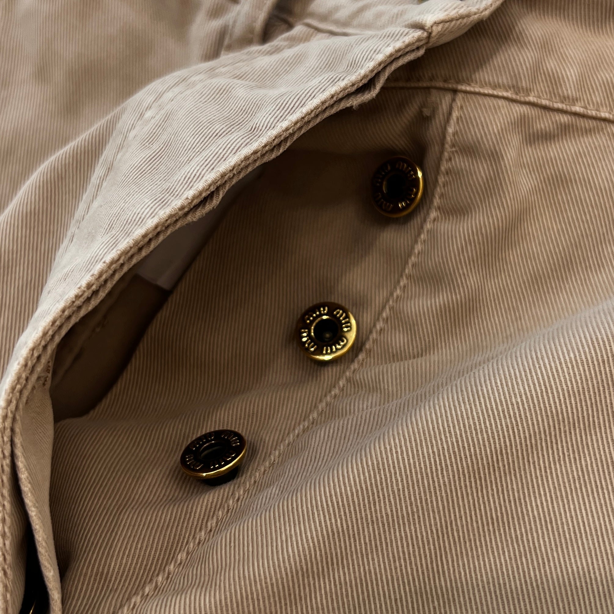 MIU MIU 2023SS Back Logo Embroidery Cotton Shorts MP1724 S000 1350 Size 36 ミュウミュウ バックロゴ 刺繍 コットン ショーツ サイズ36