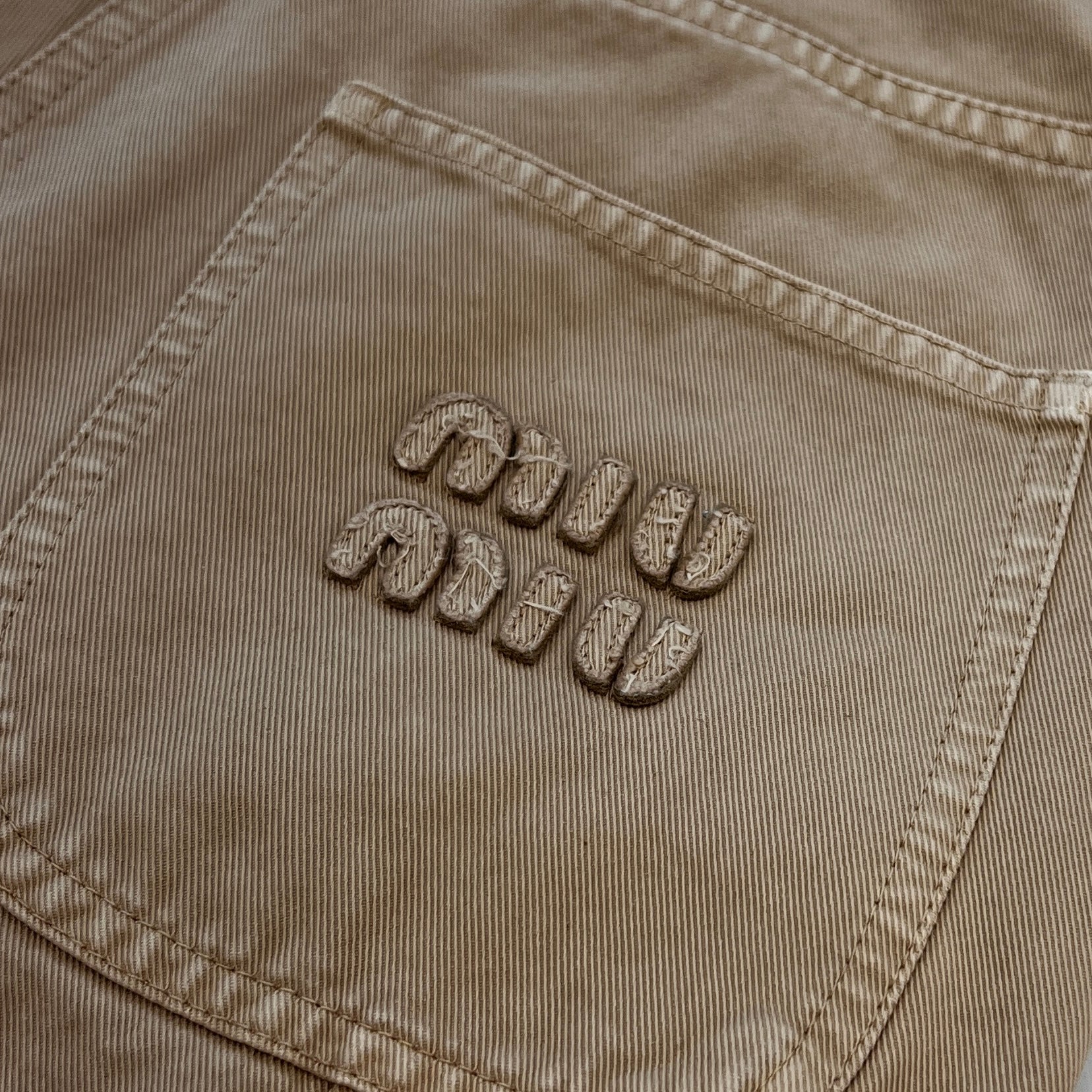 MIU MIU 2023SS Back Logo Embroidery Cotton Shorts MP1724 S000 1350 Size 36 ミュウミュウ バックロゴ 刺繍 コットン ショーツ サイズ36