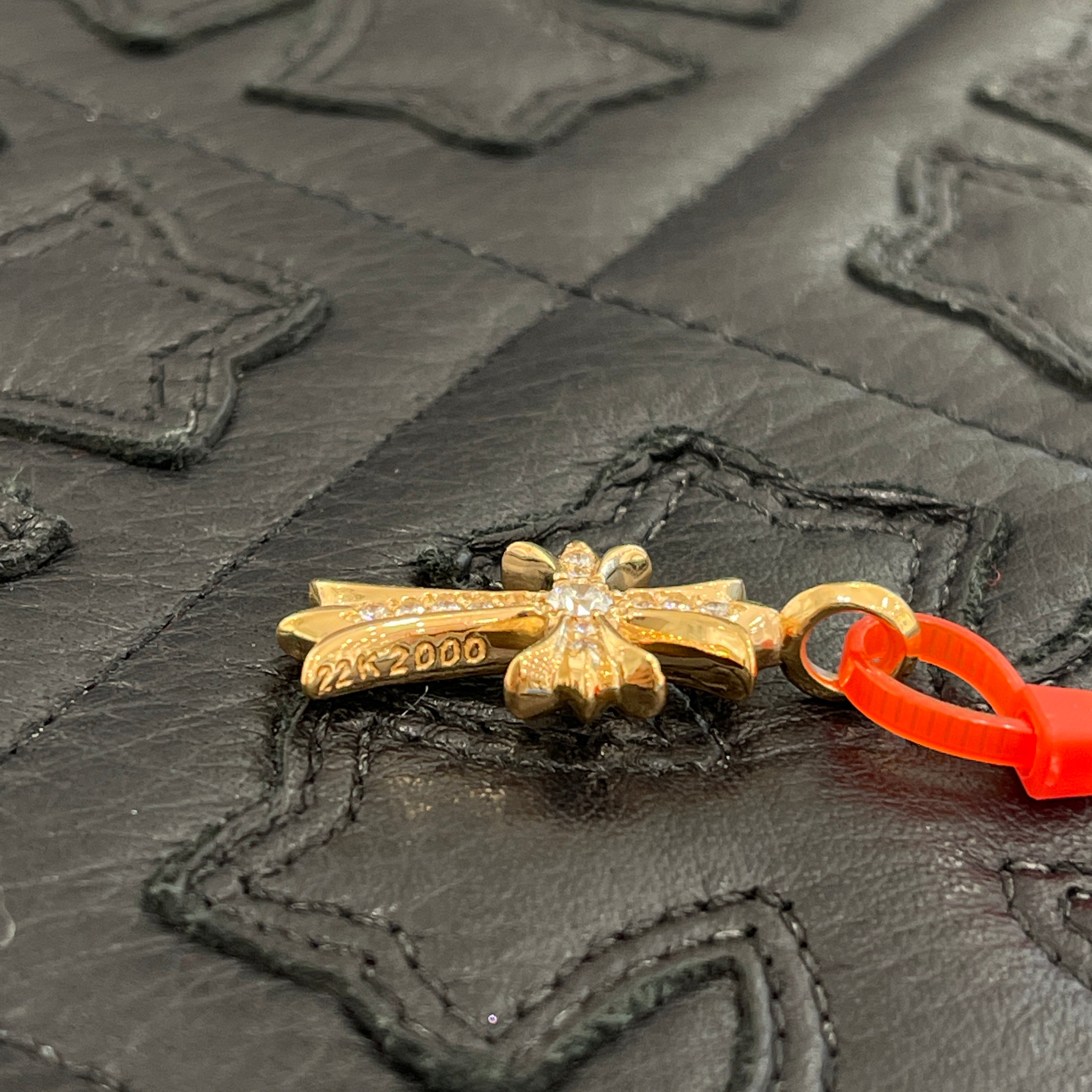 CHROME HEARTS 22K Tiny Fat Cross Pave Diamond Pendant Top クロムハーツ 22K タイニーファットクロス パヴェダイヤモンド ペンダントトップ