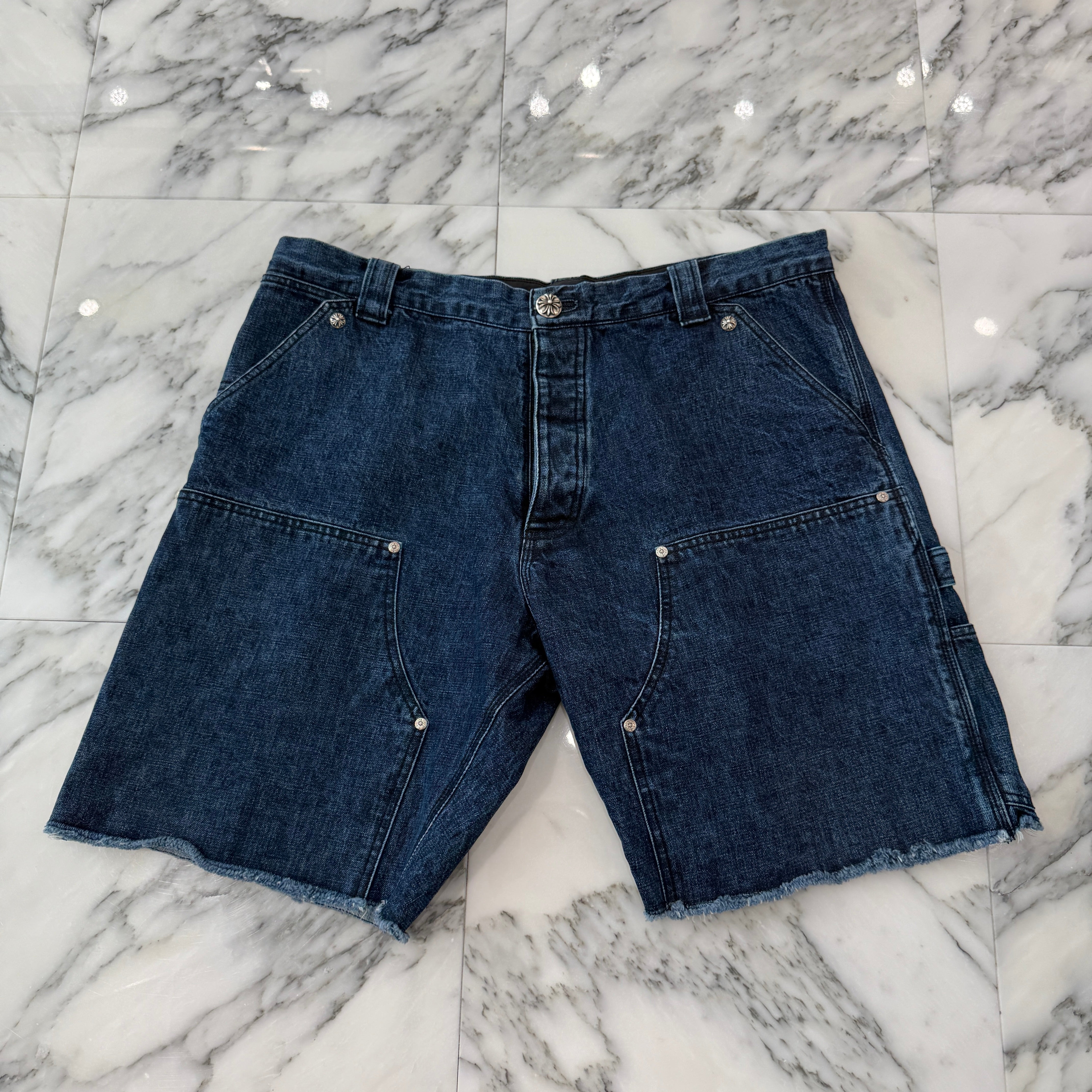 CHROME HEARTS Carpenter Cross Ball Button Denim Shorts Size 38 クロムハーツ カーペンター クロスボールボタン デニムショーツ サイズ38