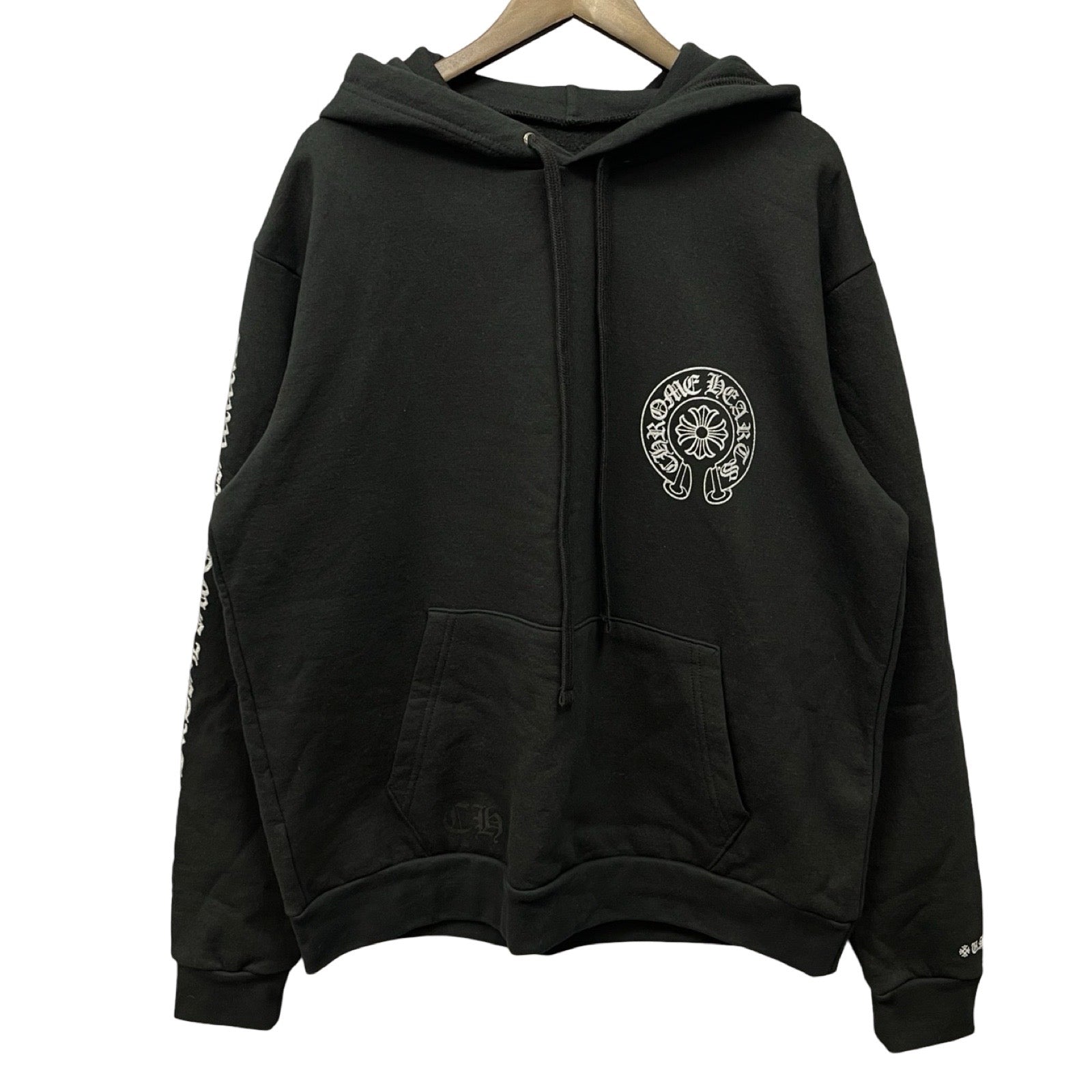CHROME HEARTS 2024SS Silver Glitter Horseshoe Pullover Hoodie Size L