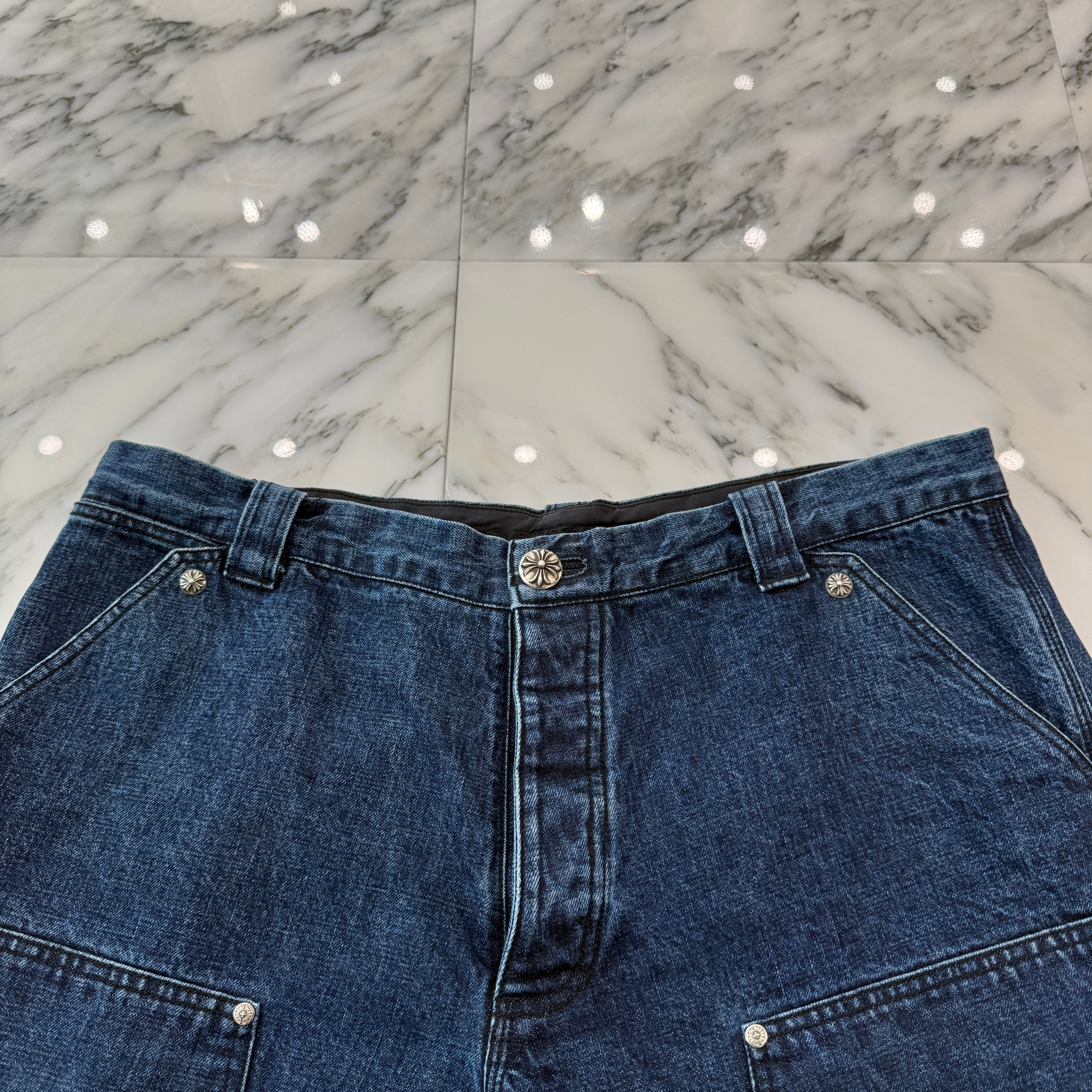 CHROME HEARTS Carpenter Cross Ball Button Denim Shorts Size 38 クロムハーツ カーペンター クロスボールボタン デニムショーツ サイズ38