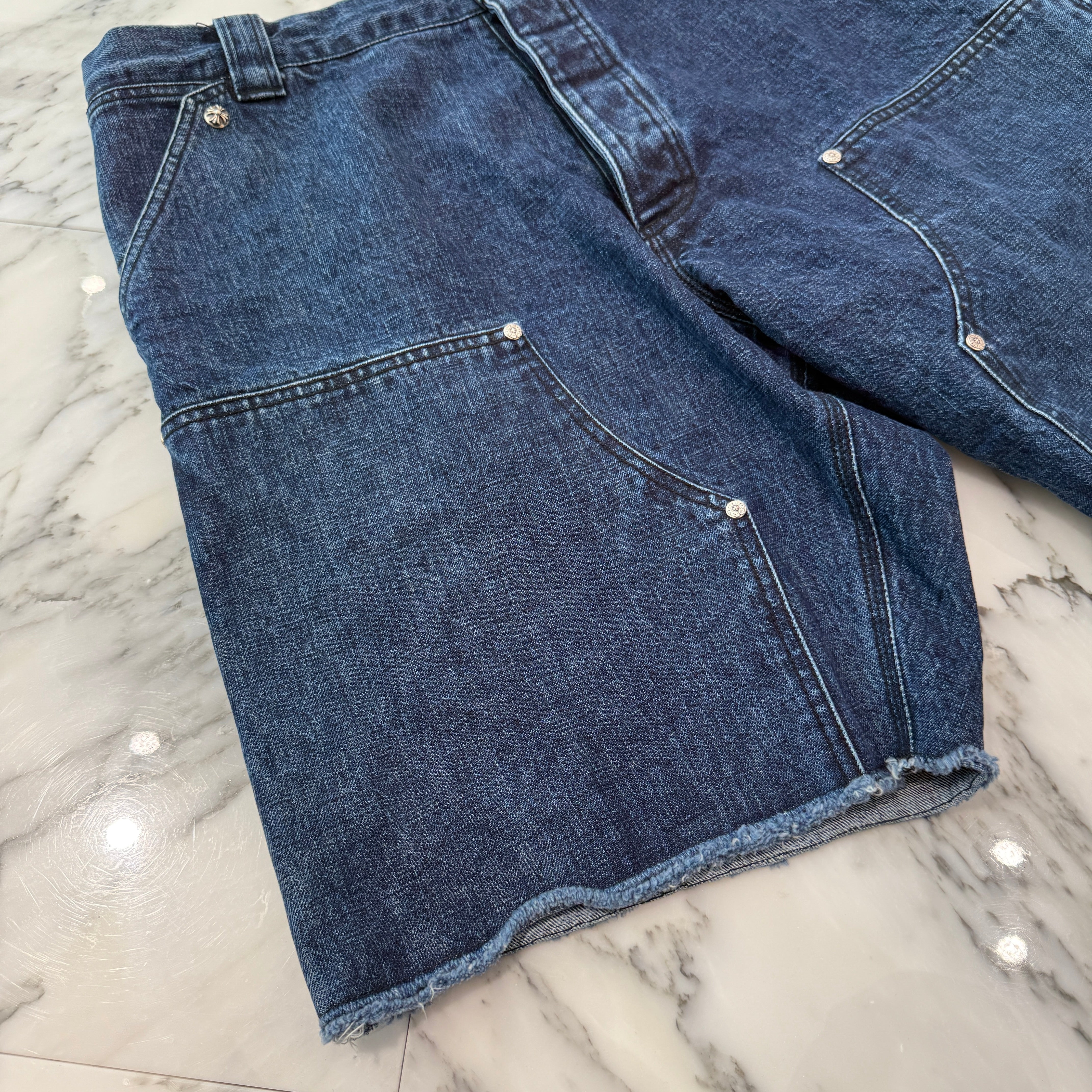CHROME HEARTS Carpenter Cross Ball Button Denim Shorts Size 38 クロムハーツ カーペンター クロスボールボタン デニムショーツ サイズ38