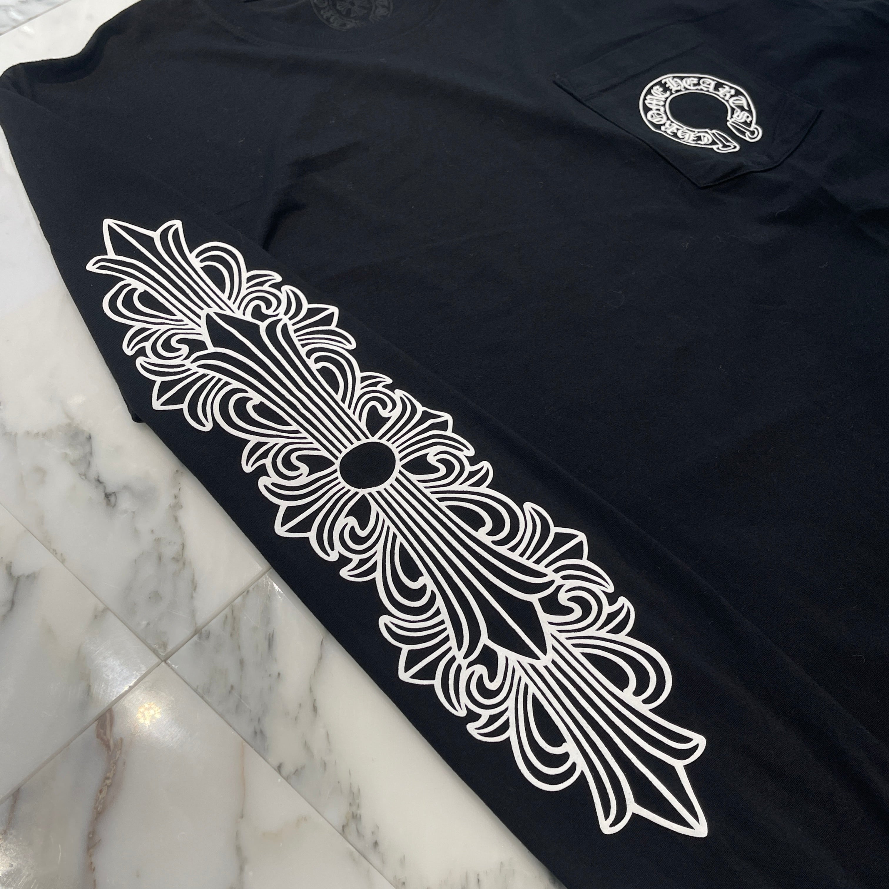 CHROME HEARTS Floral Cross Horseshoe Long Sleeve Tee Size XL クロムハーツ フローラルクロス ホースシュー ロングスリーブTシャツ サイズXL