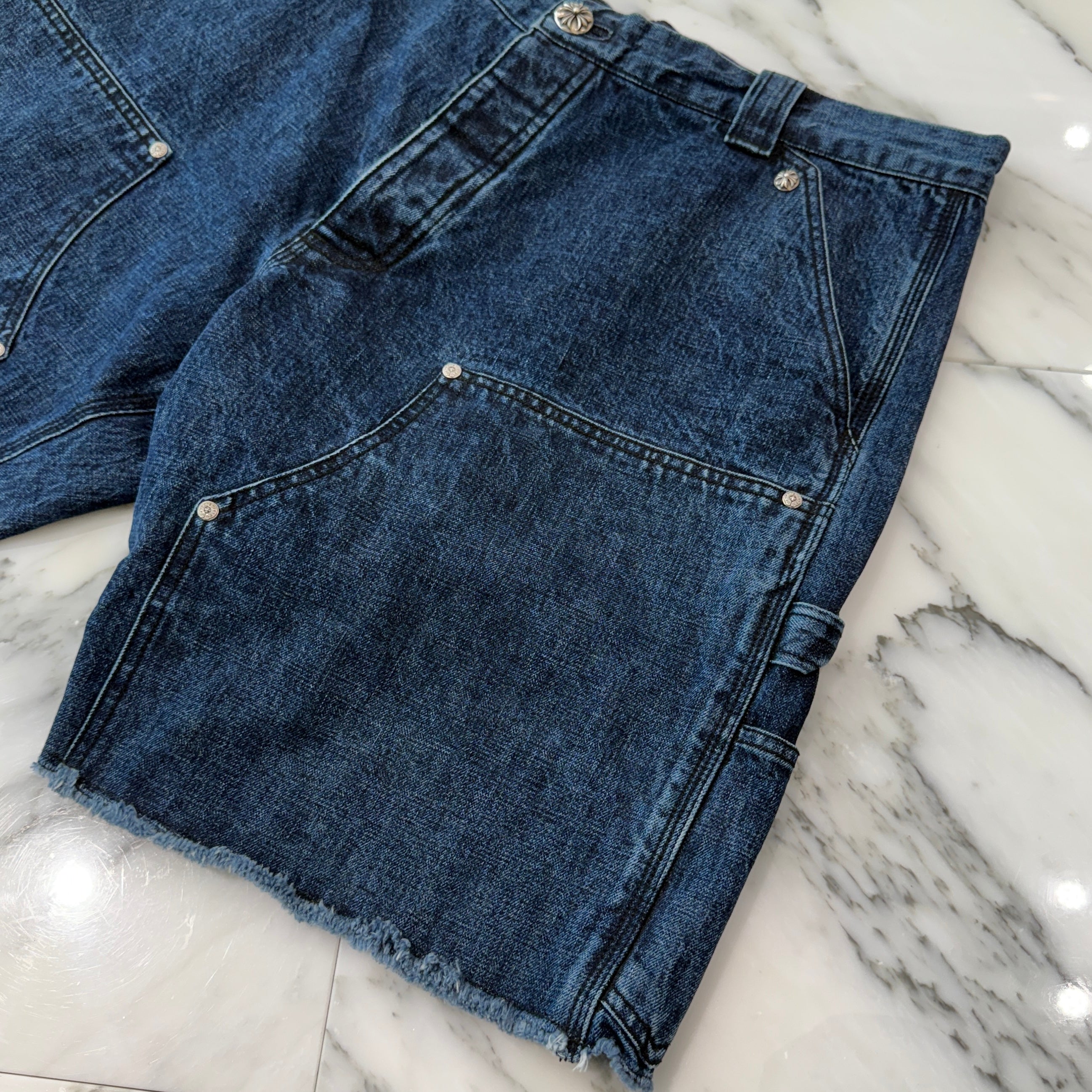 CHROME HEARTS Carpenter Cross Ball Button Denim Shorts Size 38 クロムハーツ カーペンター クロスボールボタン デニムショーツ サイズ38