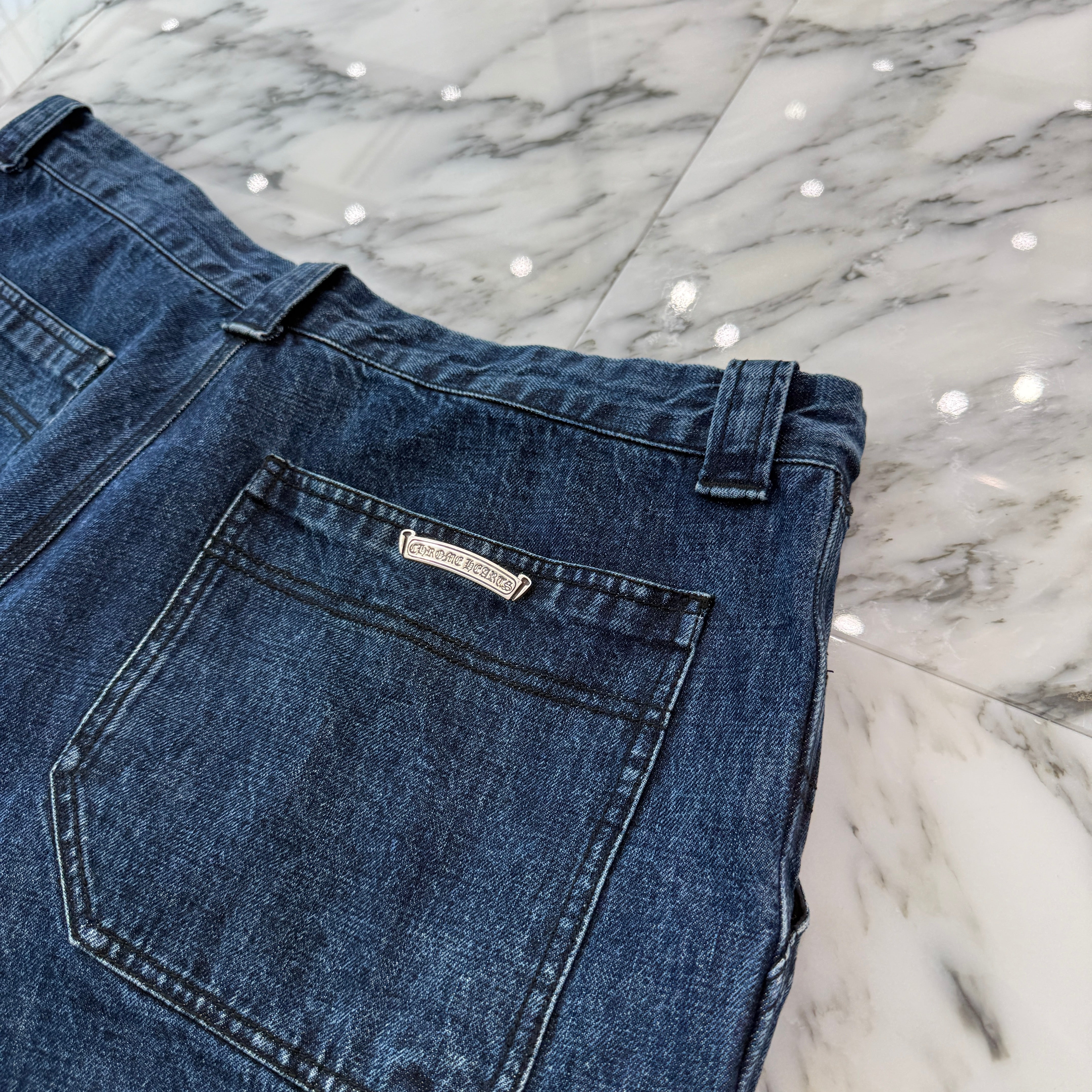 CHROME HEARTS Carpenter Cross Ball Button Denim Shorts Size 38 クロムハーツ カーペンター クロスボールボタン デニムショーツ サイズ38