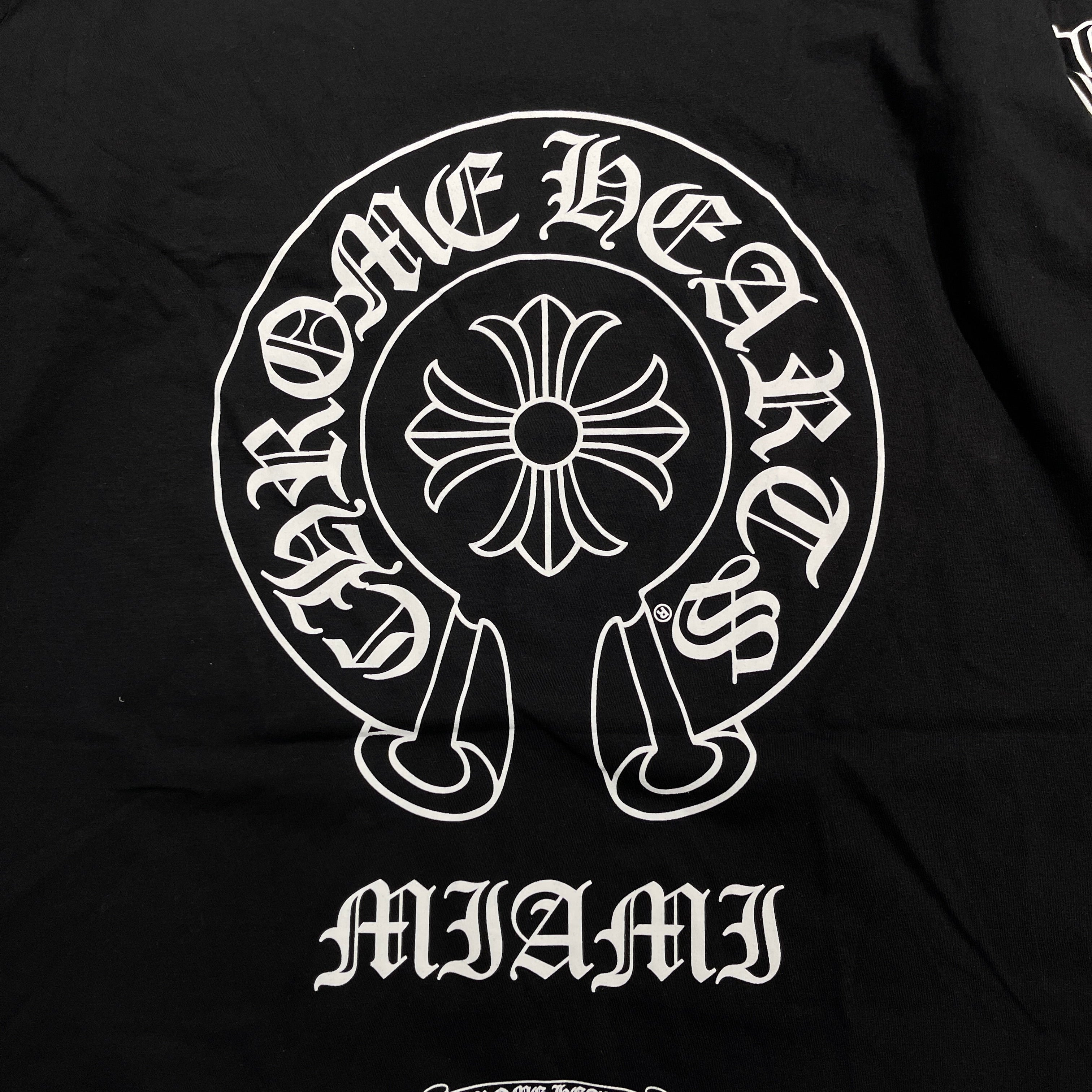 マイアミ限定♪【CHROME HEARTS】ホースシュー 長袖 Tシャツ クロムハーツTシャツオレンジセメタリークロスブラック|クロム