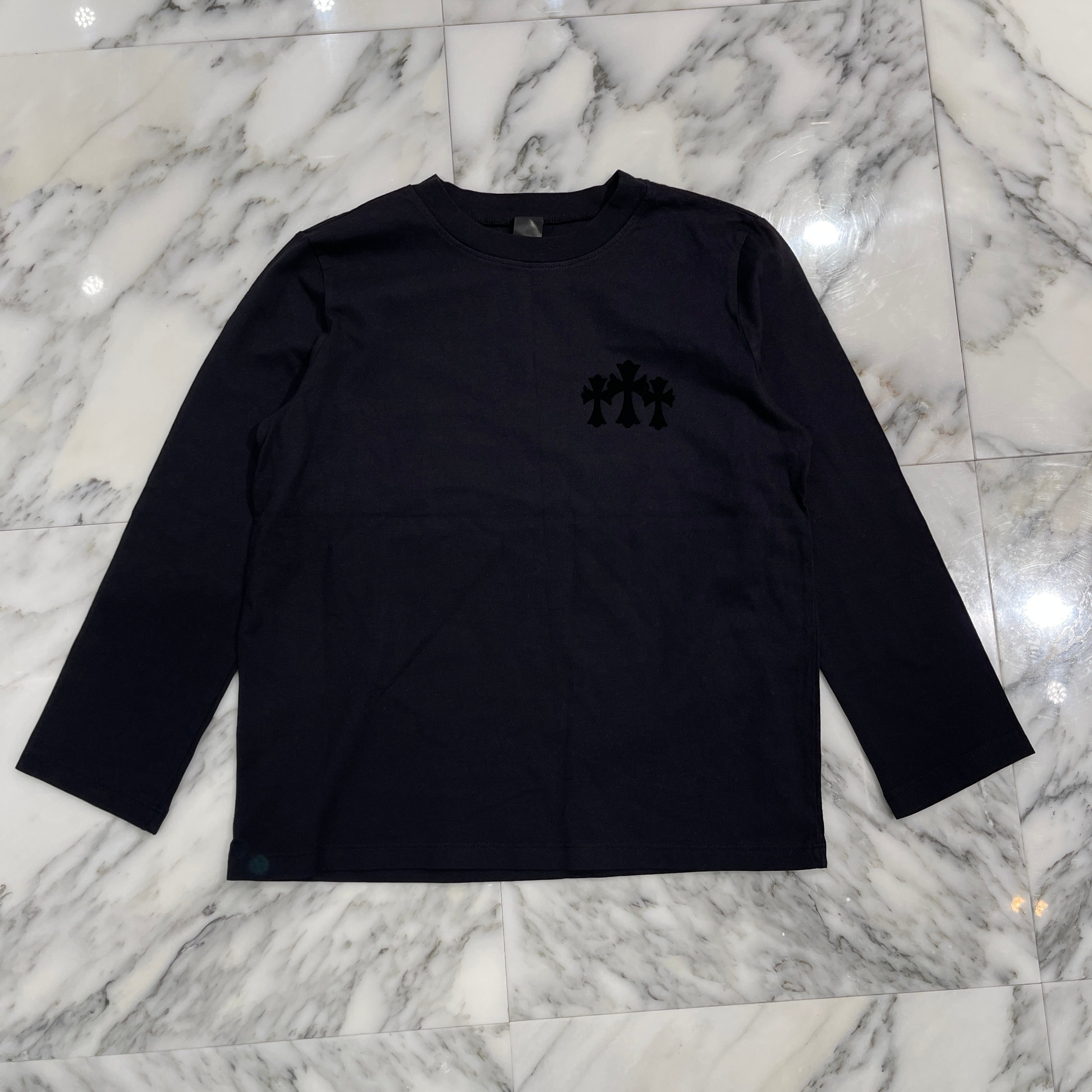 CHROME HEARTS Y NOT King Taco 3 Cemetery Cross Flock Print Long Sleeve Tee Size M クロムハーツ ワイノット キングタコ 3セメタリークロス フロッキーパッチ プリント ロングスリーブTシャツ サイズM