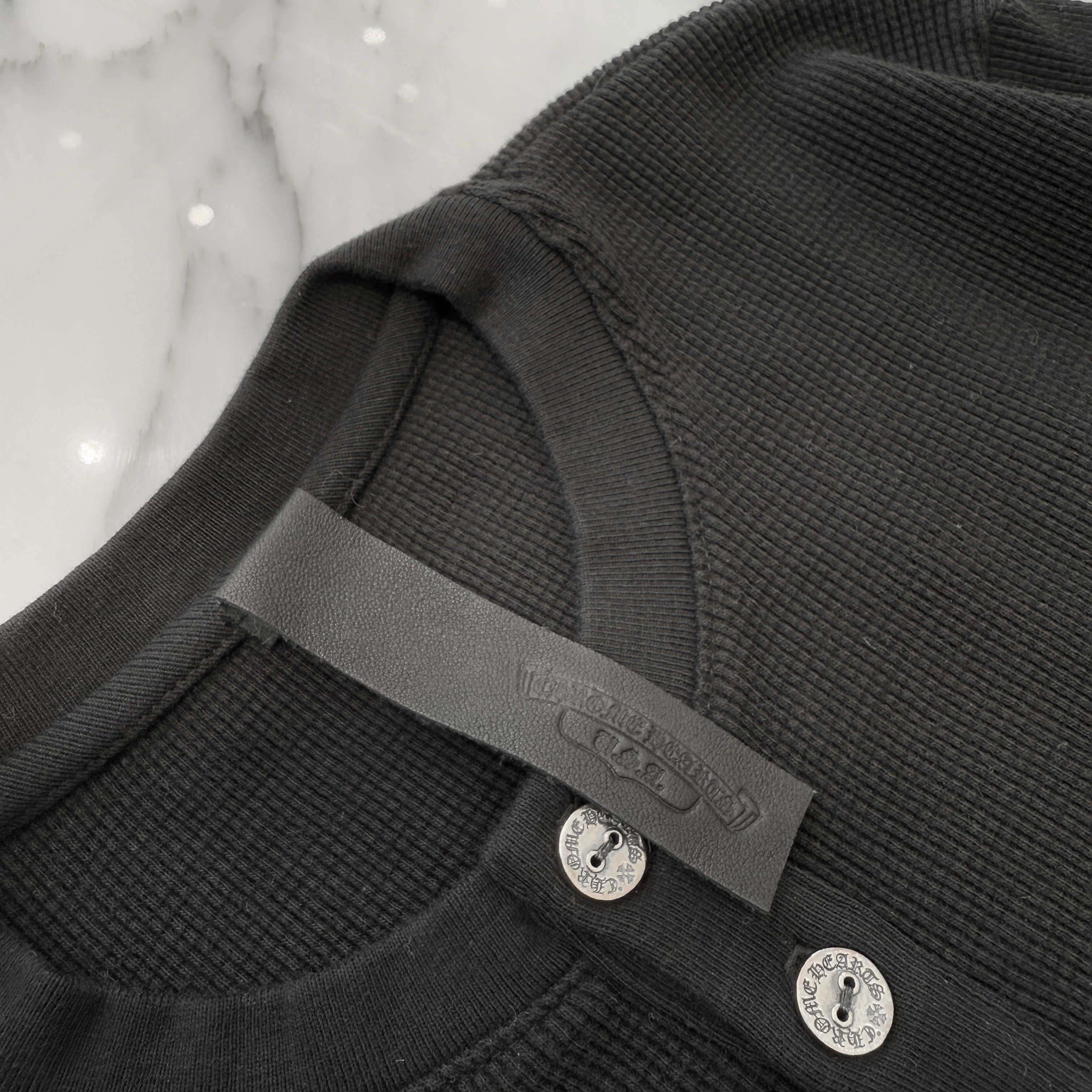 CHROME HEARTS Y NOT King Taco 3 Cemetery Cross Embroidery Thermal Long Sleeve Tee Size S クロムハ―ツ ワイノット キングタコ 3セメタリークロス刺繍 サーマルロングスリーブTシャツ サイズS