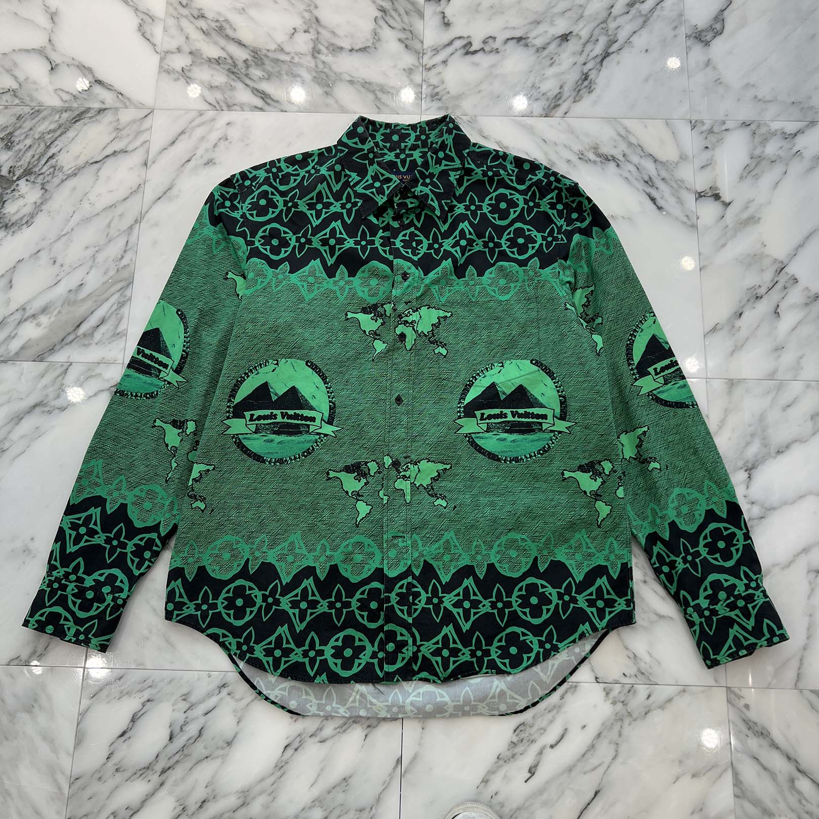 LOUIS VUITTON 2021AW LV Wax Monogram Oversized Shirt HLS77W Size M ルイヴィトン LVワックス モノグラムオーバーサイズ シャツ サイズM