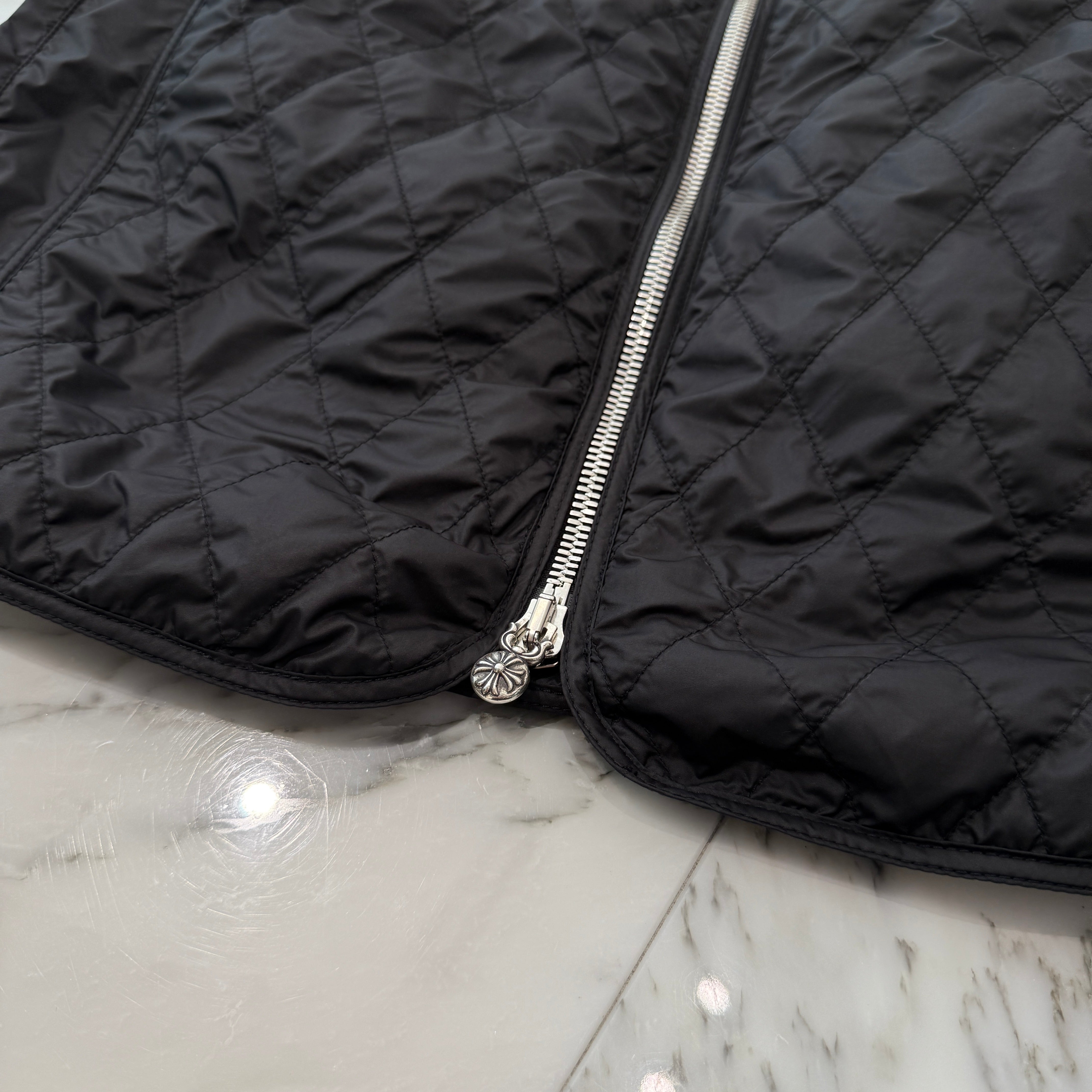 CHROME HEARTS Papa Leather Cross Patch Quilting Vest Size M クロムハーツ パパ レザークロスパッチ ベスト サイズM