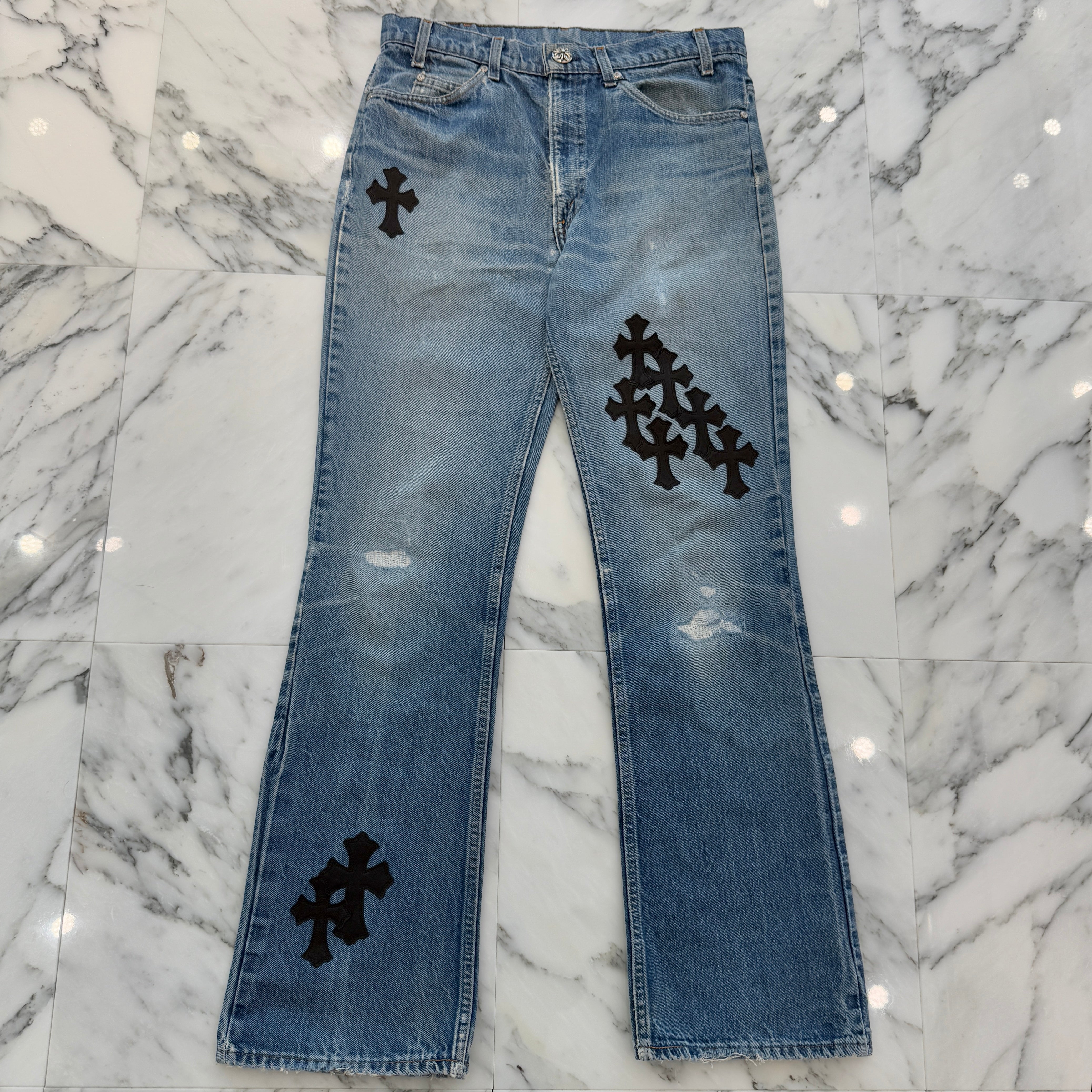 CHROME HEARTS × Levi's 517 VNTG Cross Leather Patch Jeans Size 33 クロムハーツ × リーバイス 517 ヴィンテージ クロスレザーパッチ ジーンズ デニムパンツ サイズ33