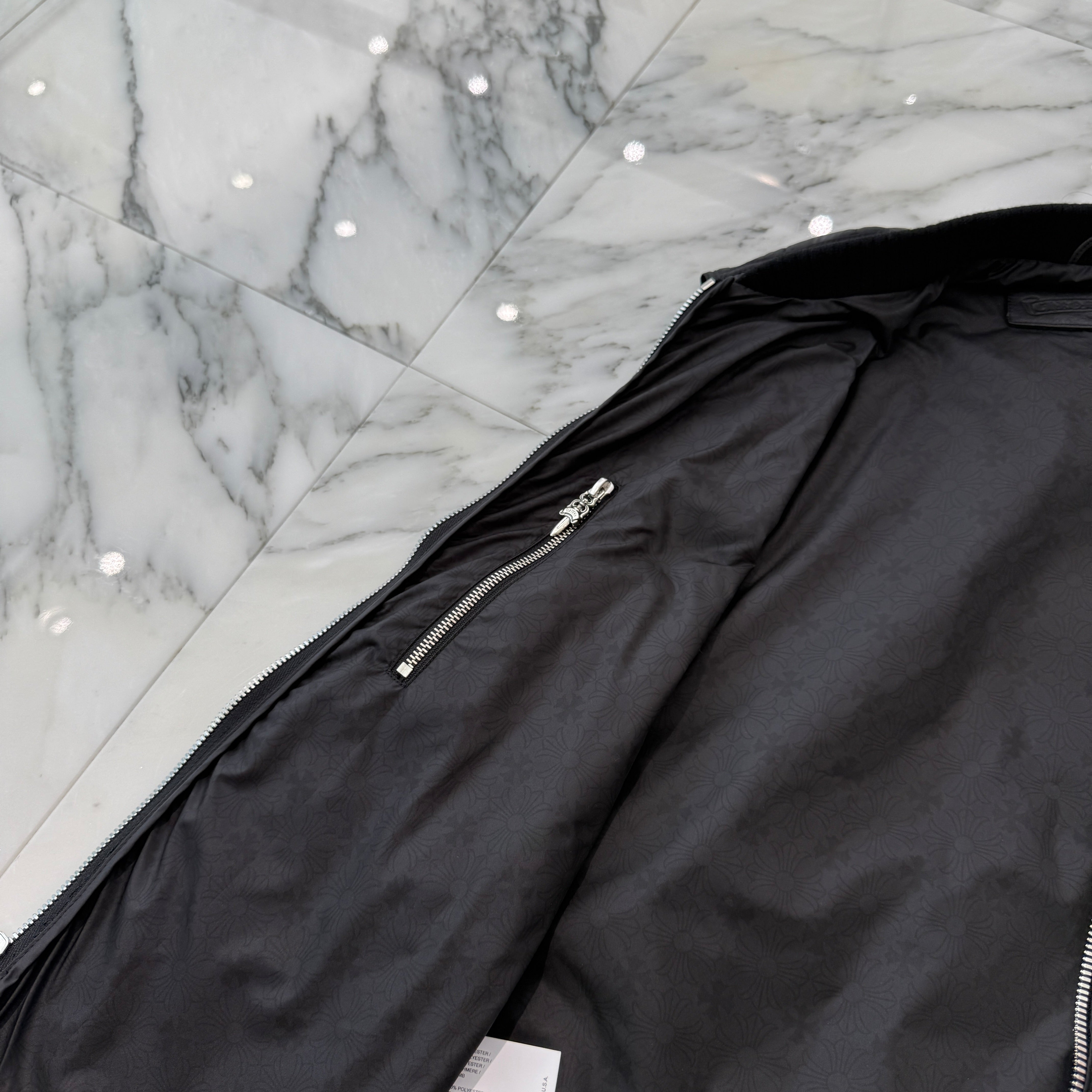 CHROME HEARTS Papa Leather Cross Patch Quilting Vest Size M クロムハーツ パパ レザークロスパッチ ベスト サイズM