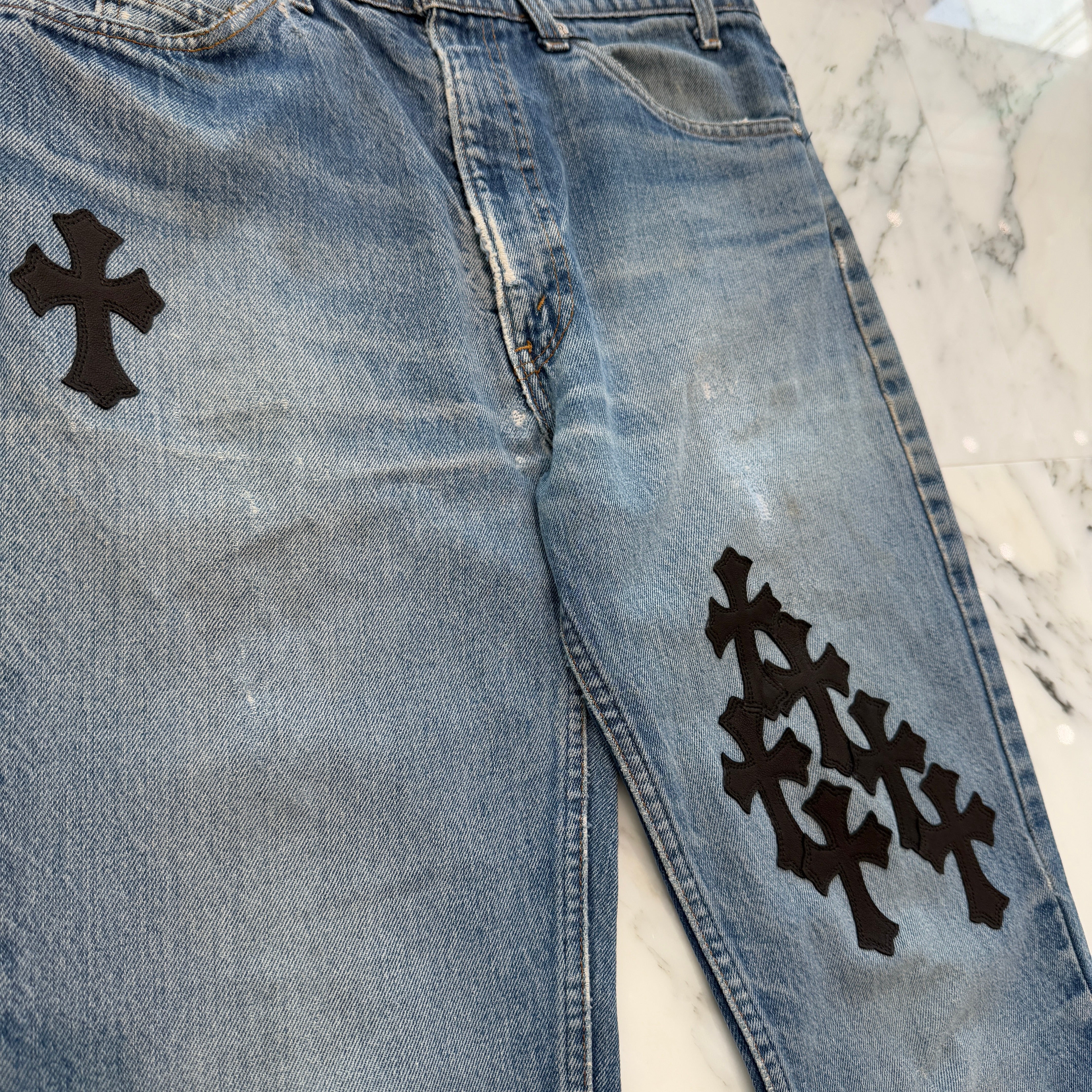 CHROME HEARTS × Levi's 517 VNTG Cross Leather Patch Jeans Size 33 クロムハーツ × リーバイス 517 ヴィンテージ クロスレザーパッチ ジーンズ デニムパンツ サイズ33