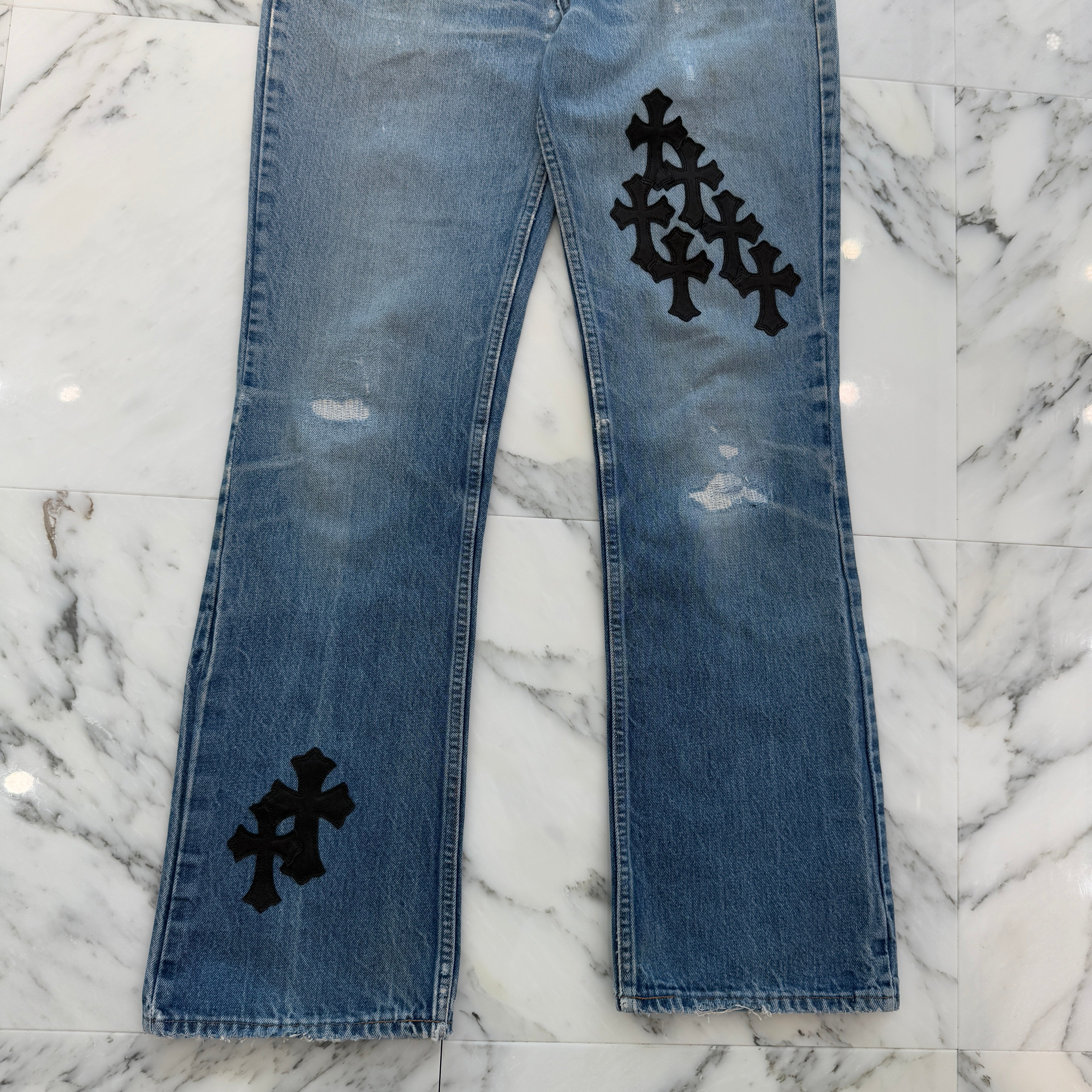 CHROME HEARTS × Levi's 517 VNTG Cross Leather Patch Jeans Size 33 クロムハーツ × リーバイス 517 ヴィンテージ クロスレザーパッチ ジーンズ デニムパンツ サイズ33