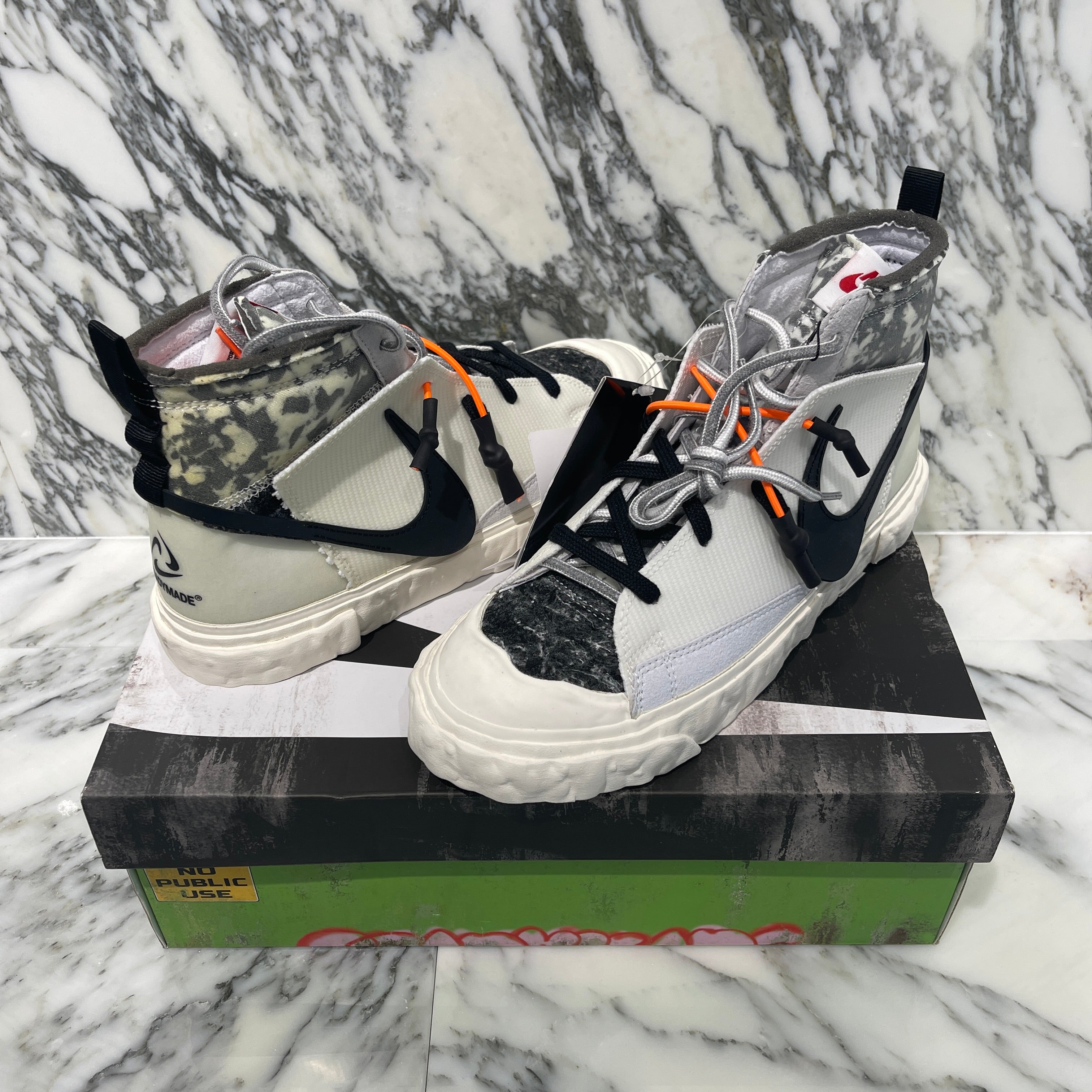 READYMADE × NIKE 2021SS BLAZER MID WHITE/BLACK-PURE PLATINUM CZ3589 100 Size 7.5（25.5cm） レディメイド × ナイキ ブレイザー ミッド ホワイト/ブラック-ピュア プラチナム サイズ6.5（24.5cm）