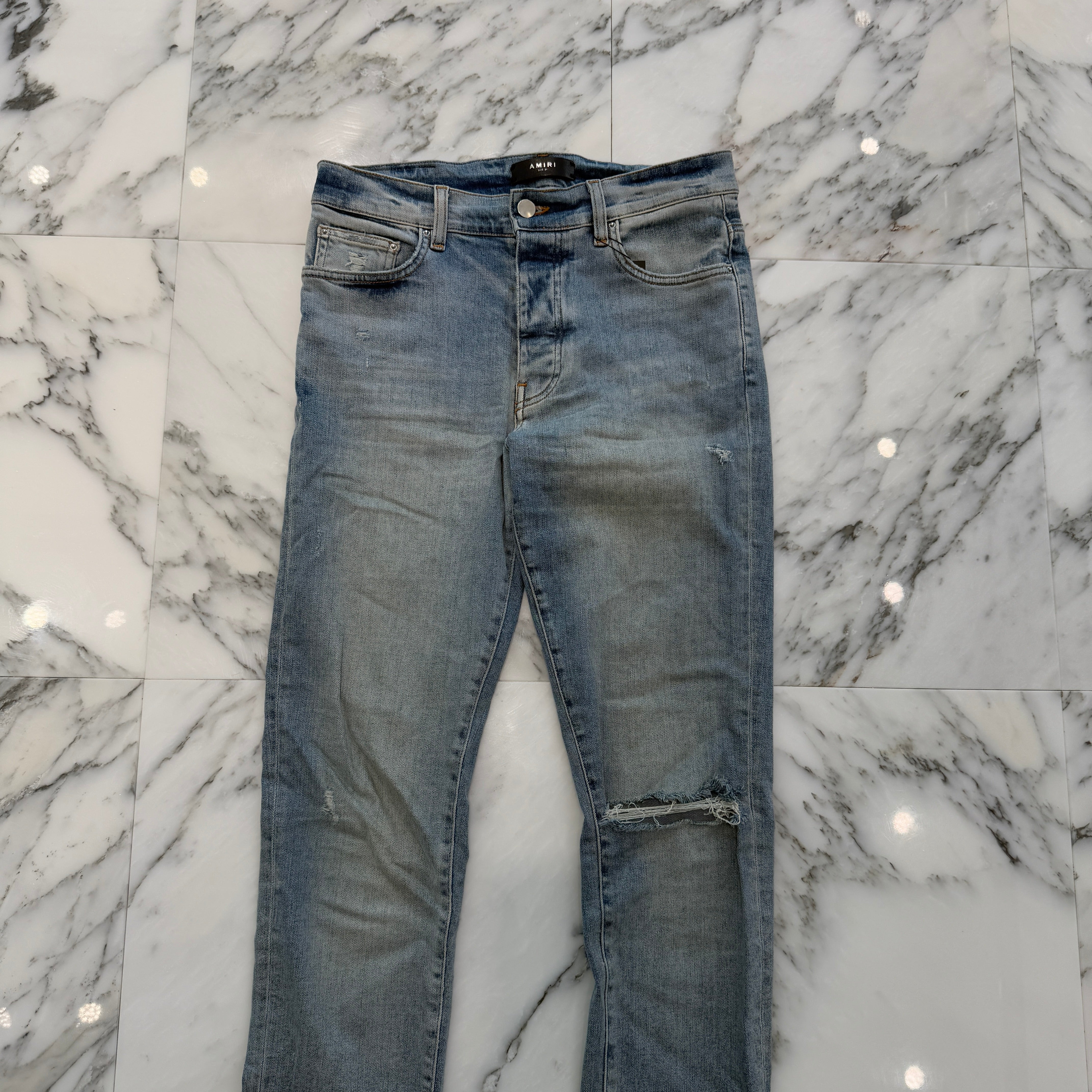 AMIRI denim スキニー AMIRI ダメージ スキニージーンズ | ブルー | FARFETCH JP