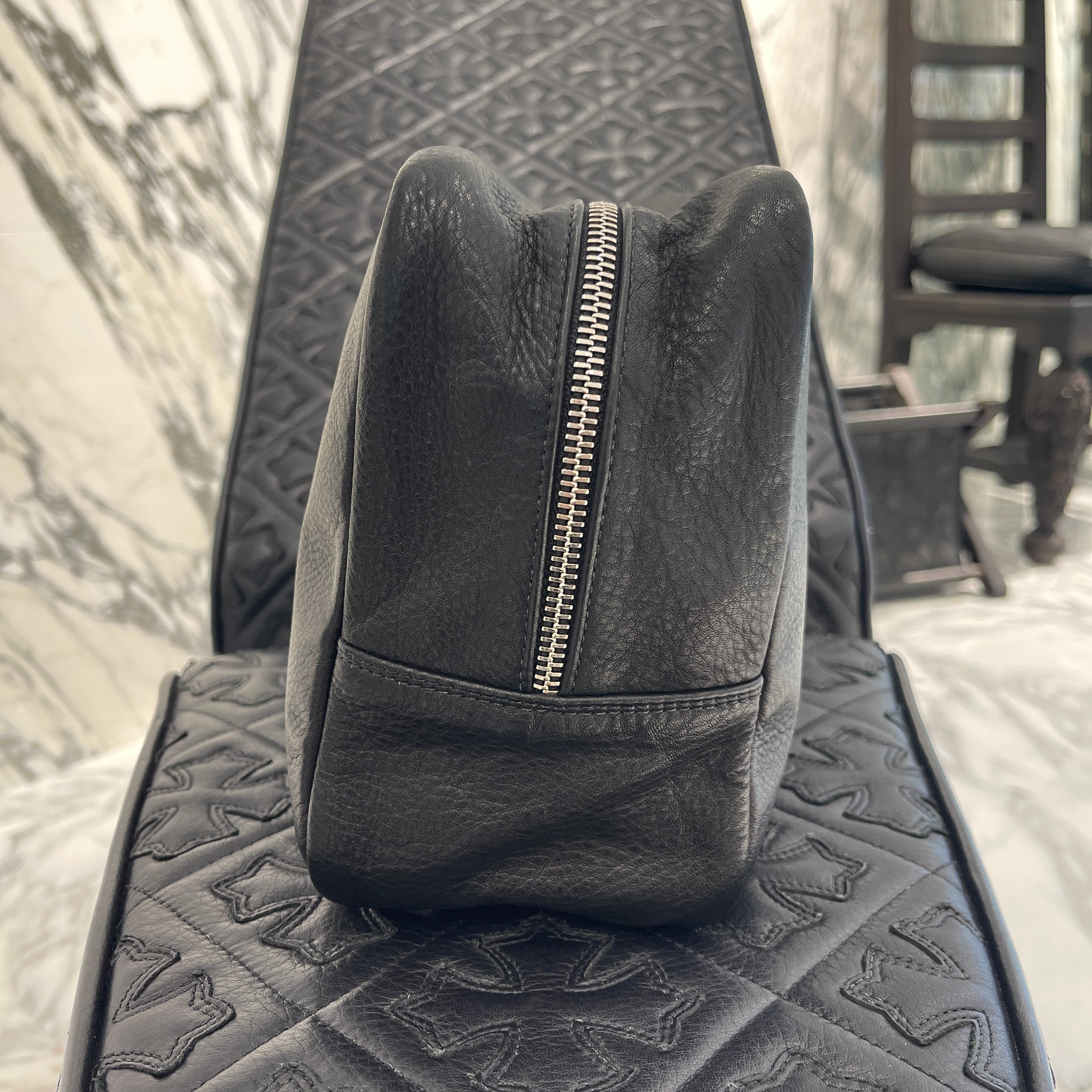 CHROME HEARTS SOCKET Cemetery Cross Leather Patch Clutch Bag クロムハーツ ソケット セメタリークロス レザーパッチ クラッチバッグ ポーチ