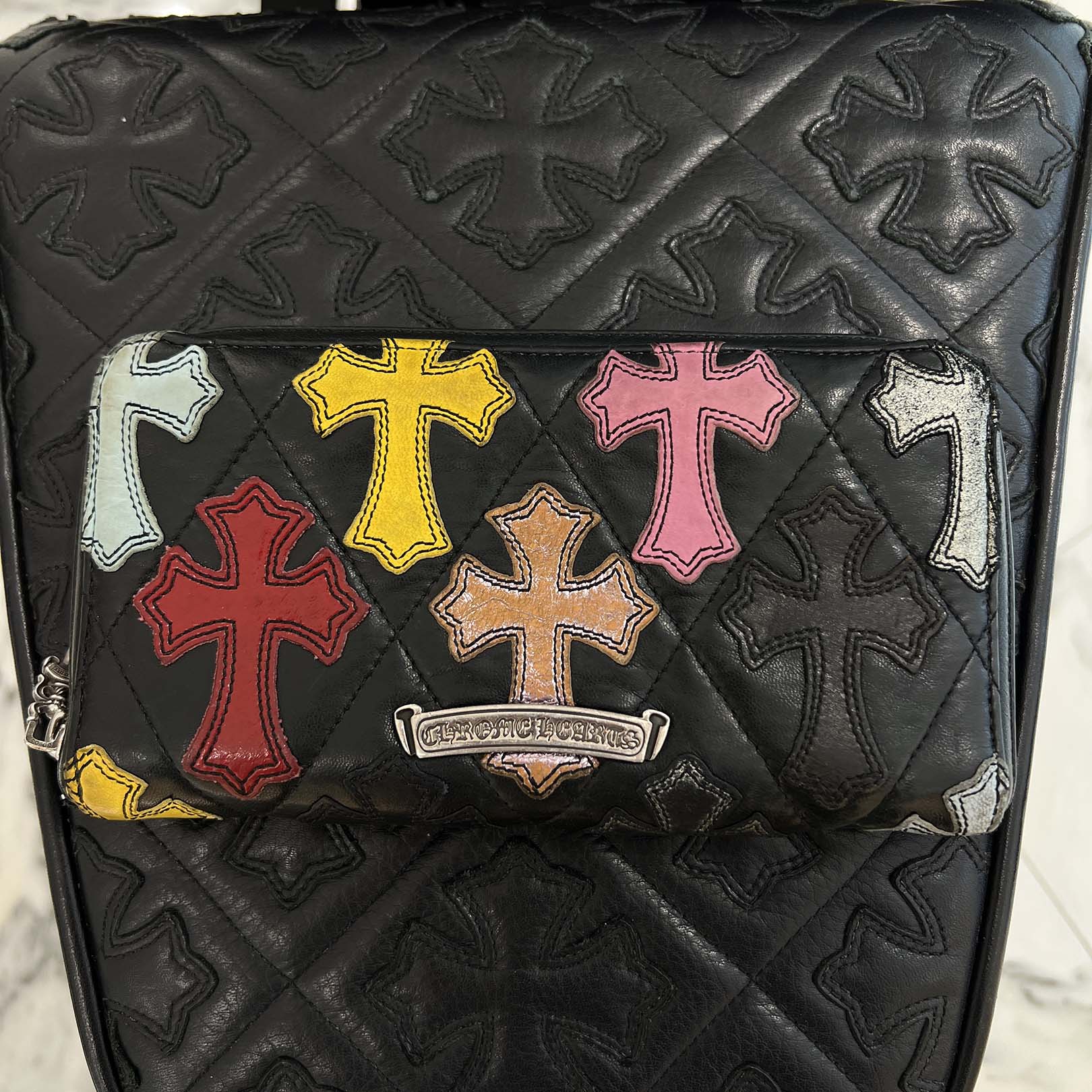 CHROME HEARTS Multi Cemetery Cross Leather Patch Quilting Wallet クロムハーツ マルチ セメタリークロス レザーパッチ キルティング ウォレット